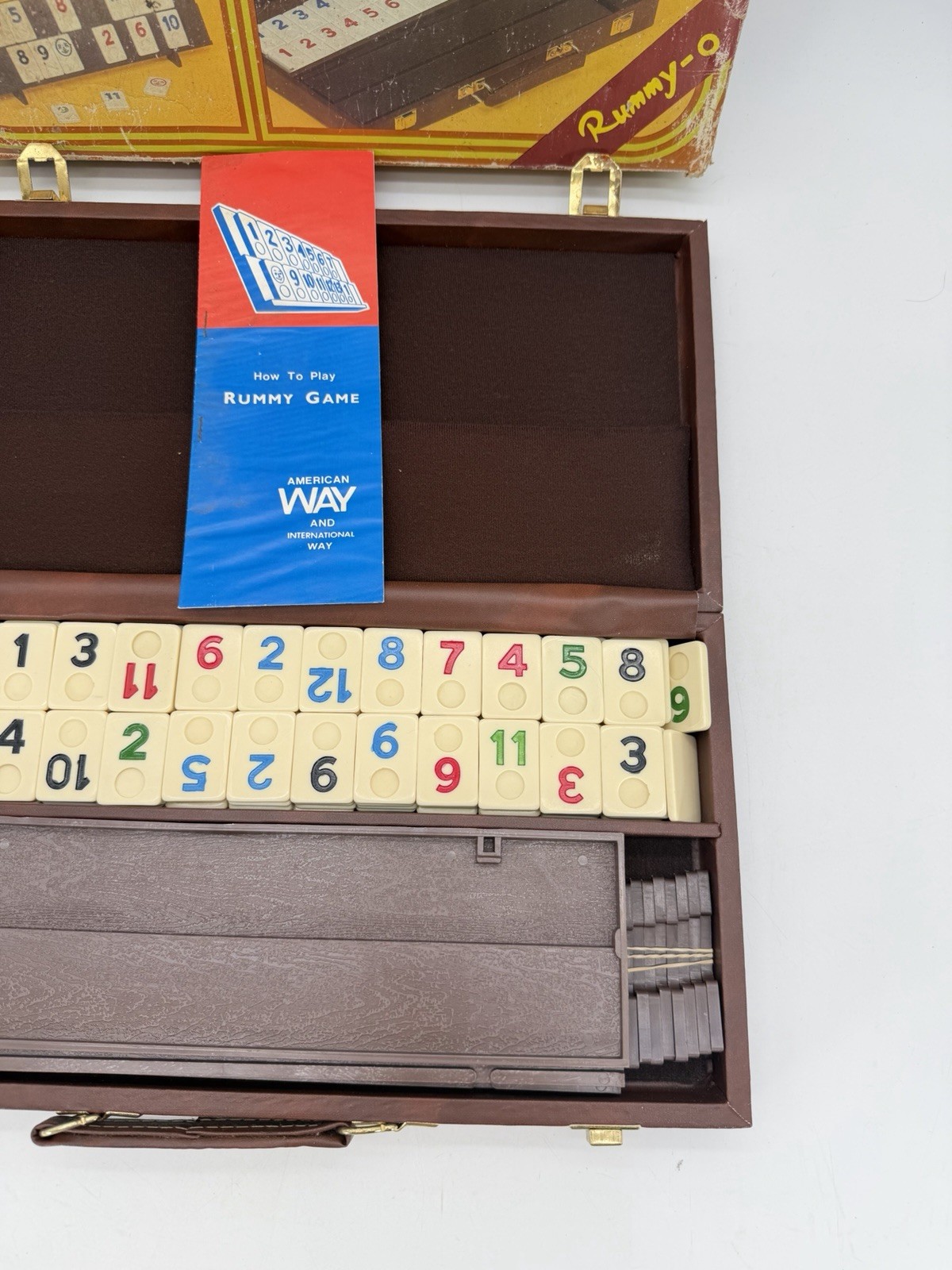 Vintage Rummy-O Tile Game Cardinal Faux Leather Case Complete Instructions