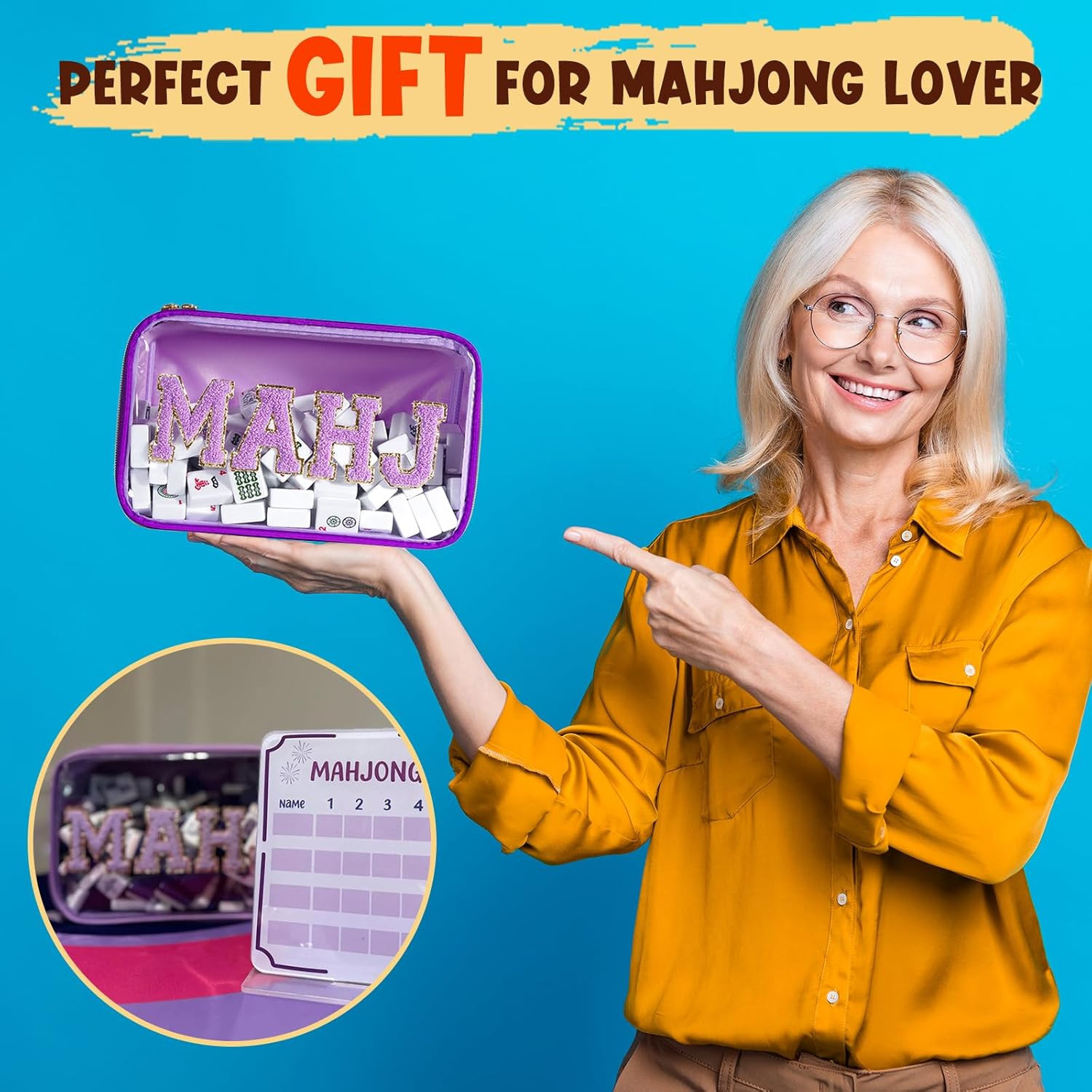 Mahjong Tiles Bag,Empty Thickened American Mahjong Bag with Zipper Suitable f…