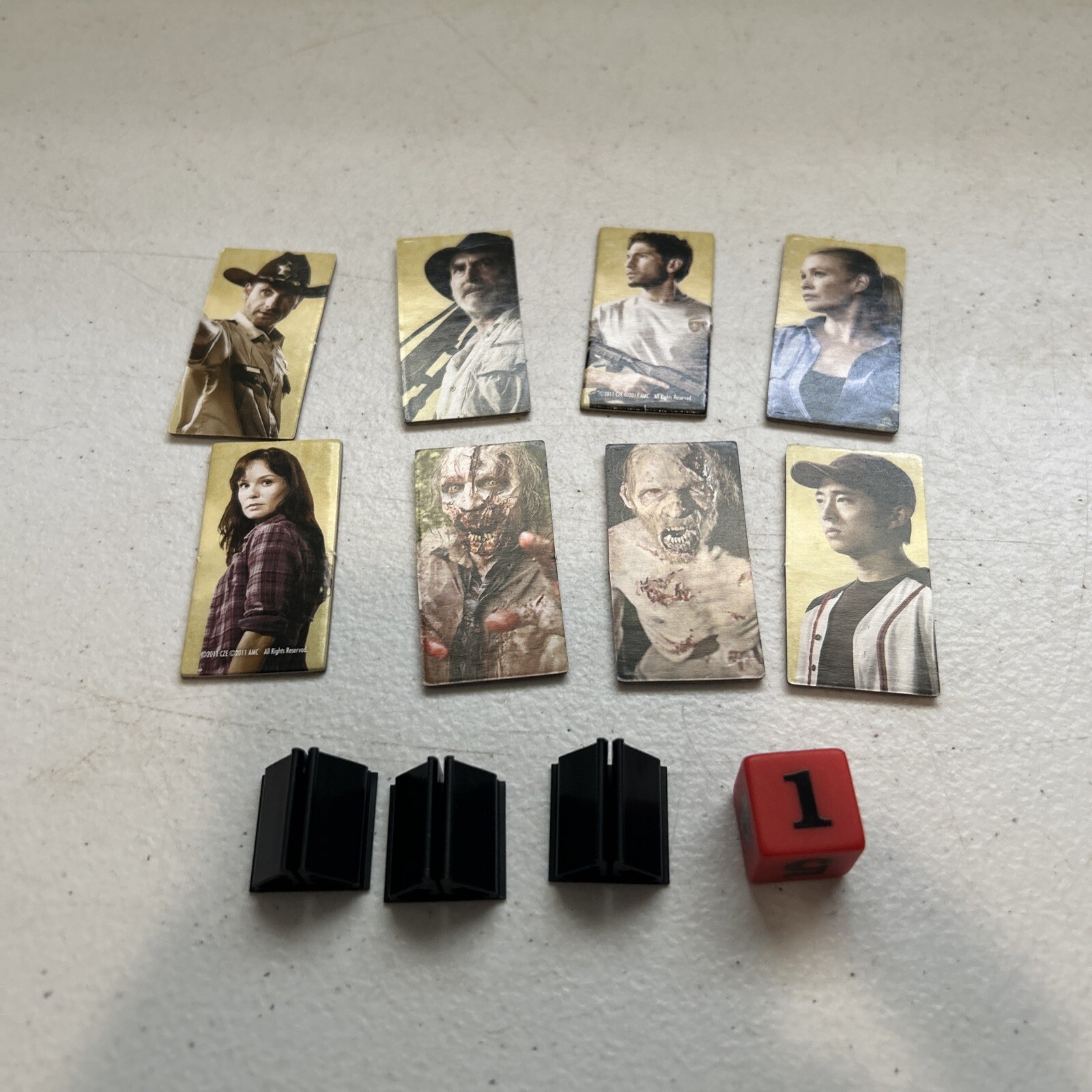 2011 The Walking Dead Board Game Replacement Lot Character Cards, Bases And Dice