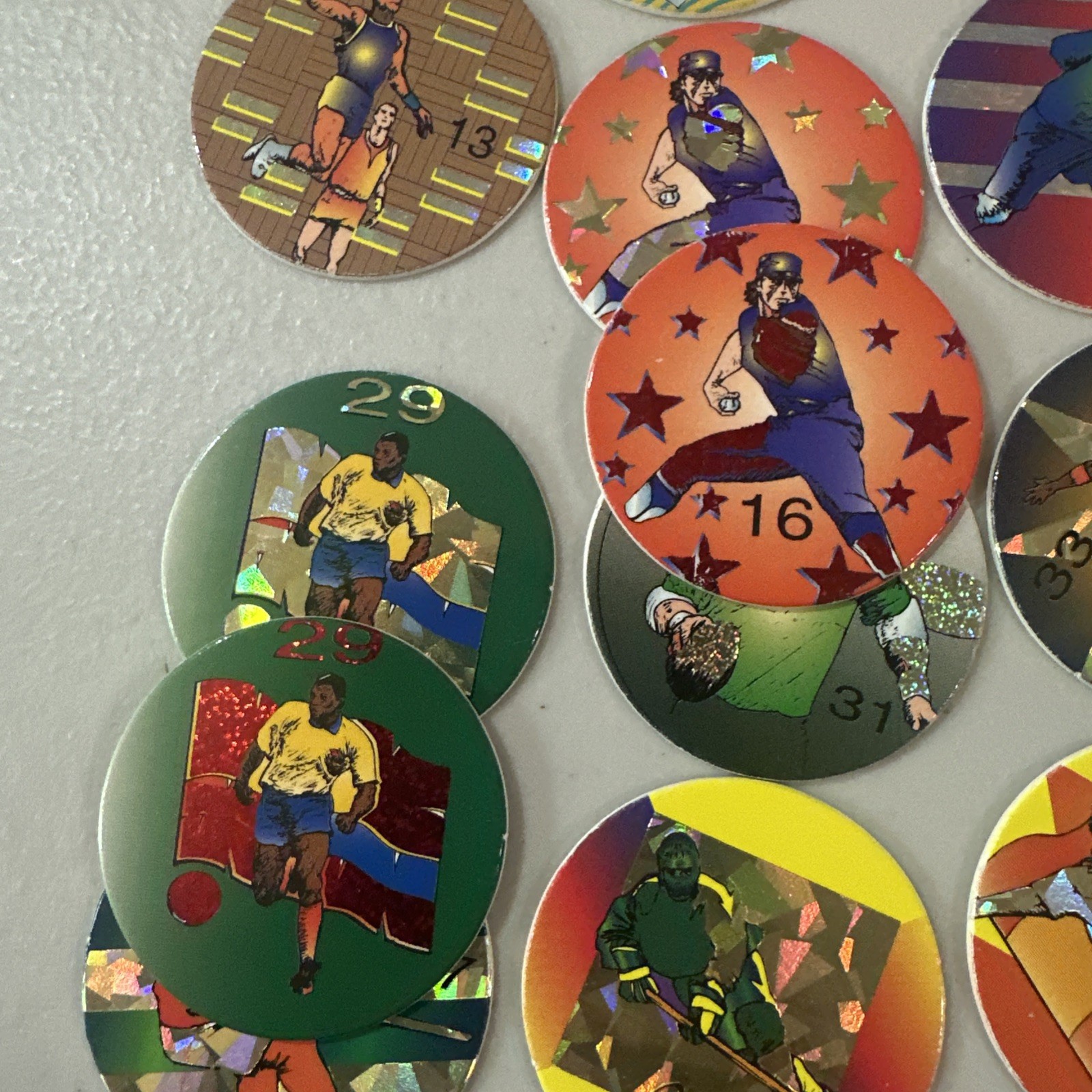 Lot Of 38 Sports Pogs Non Branded Milk Caps Doubles Will Be Red 90’s Vintage
