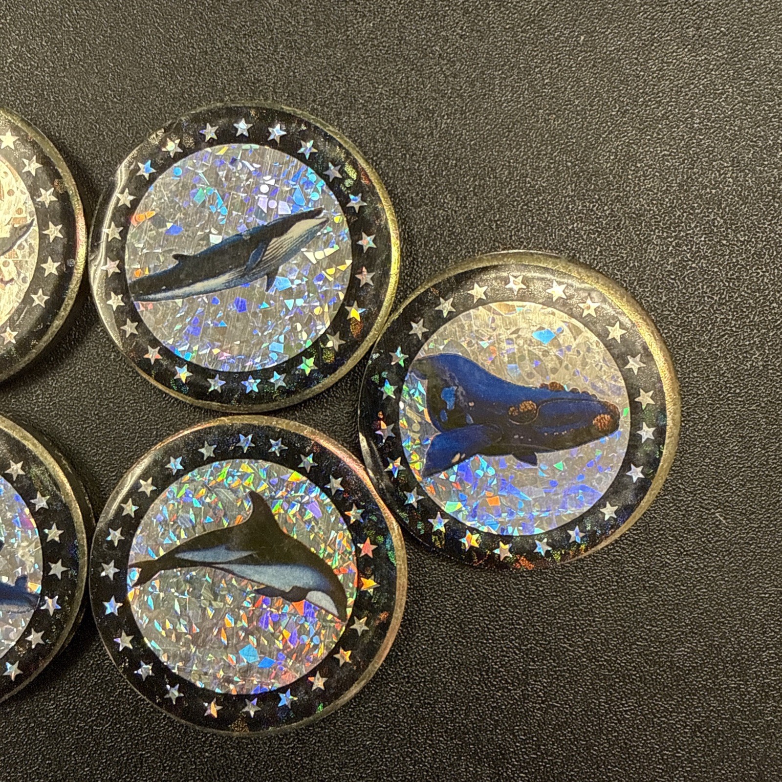 Vintage Metal POG Holographic Slammer – Sharks / Whale / Dolphin Lot Of 5