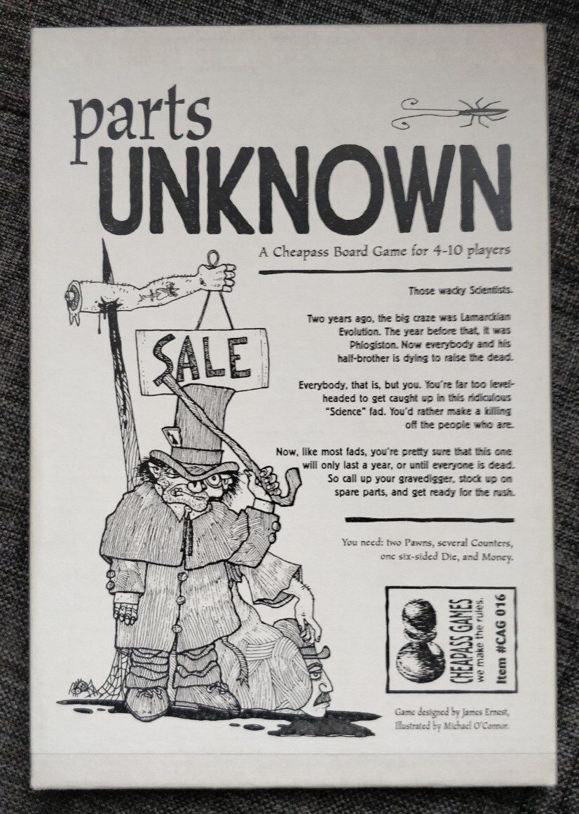 Vintage Parts Unknown Cheapass Games GAG 016 Complete Mad Scientist Board Game