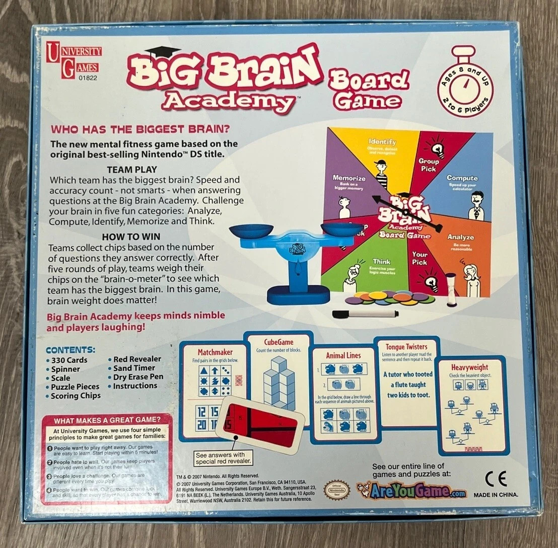 Big Brain Academy Board Game University Games Based on Nintendo DS Game