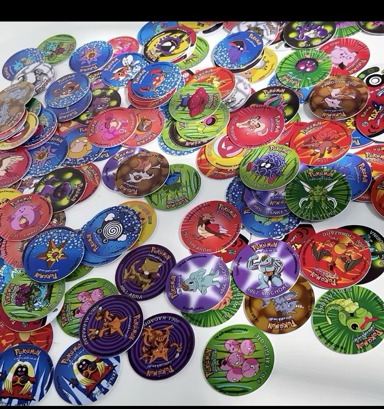 Pokemon Tazos Pogs 160 pcs 1st Generation Strokes Box 3D Round Square Collection