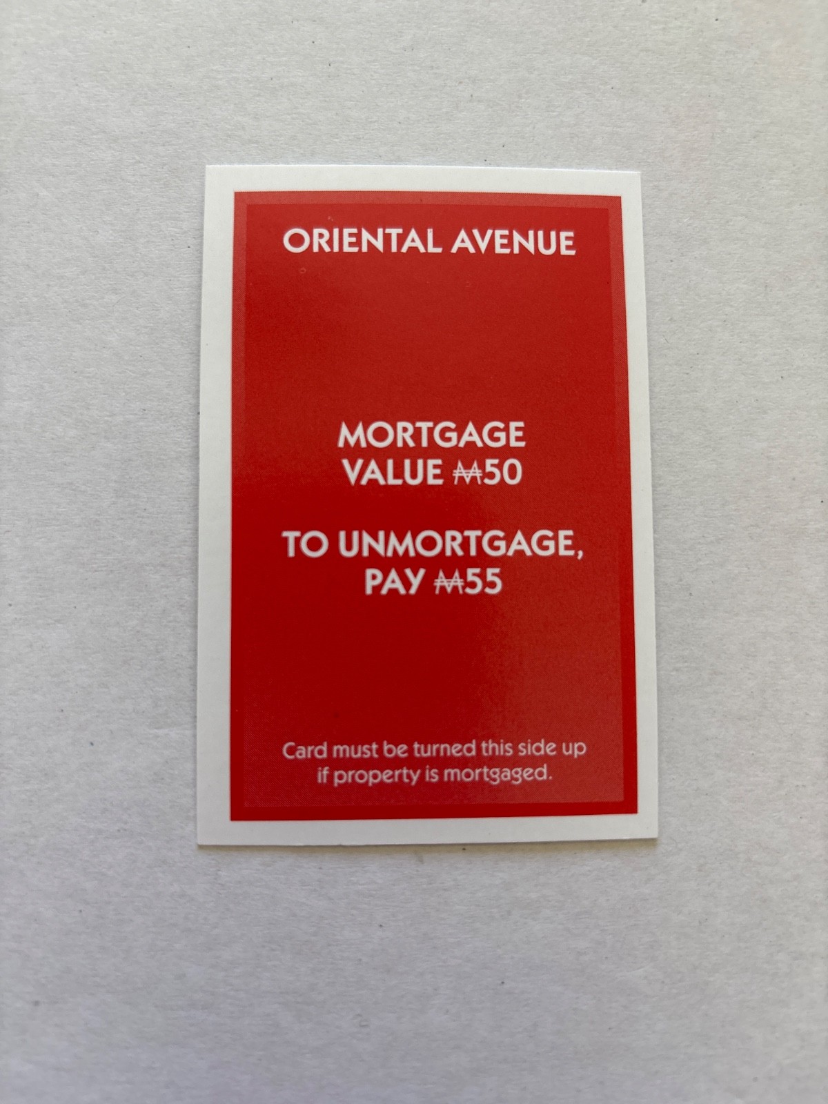 2018 Monopoly Oriental Ave Light Blue Title Deed Card Game Piece Part