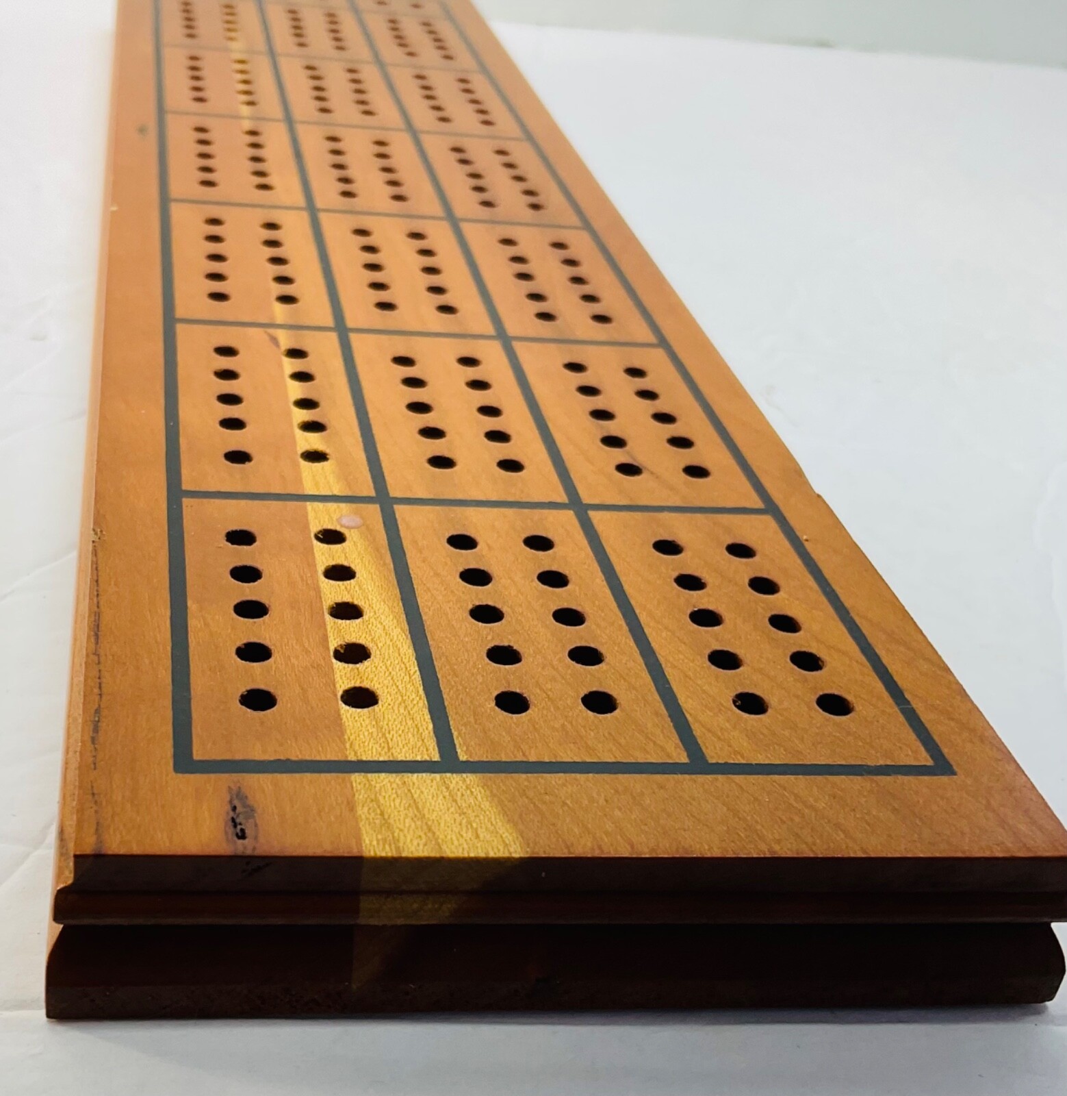 Drueke No 28 Natural Finish Hardwood Cribbage Board Vintage In Box