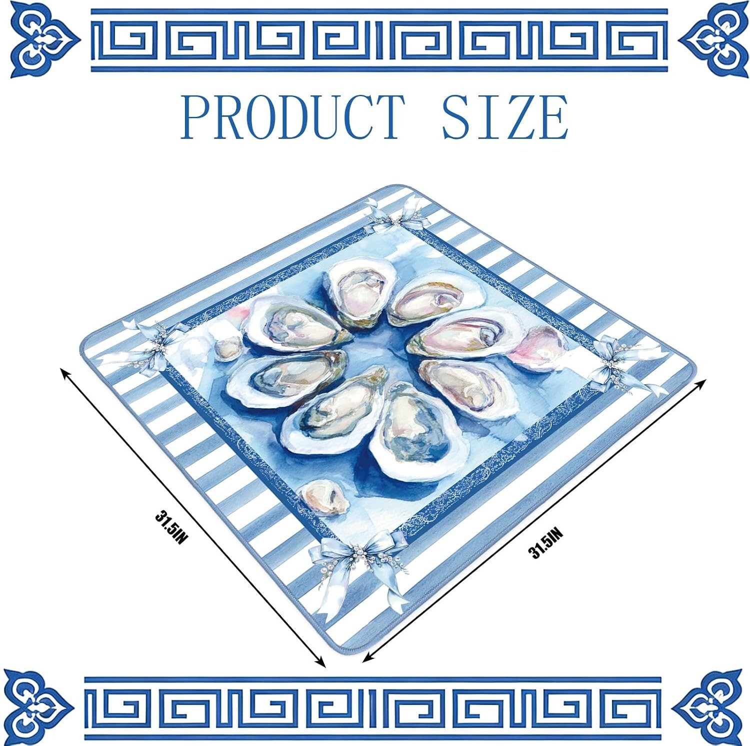 31.5″ Oyster Mahjong Mat Summer Bow Stripe Tab Tablecloth Game Mat 31.5 Inches