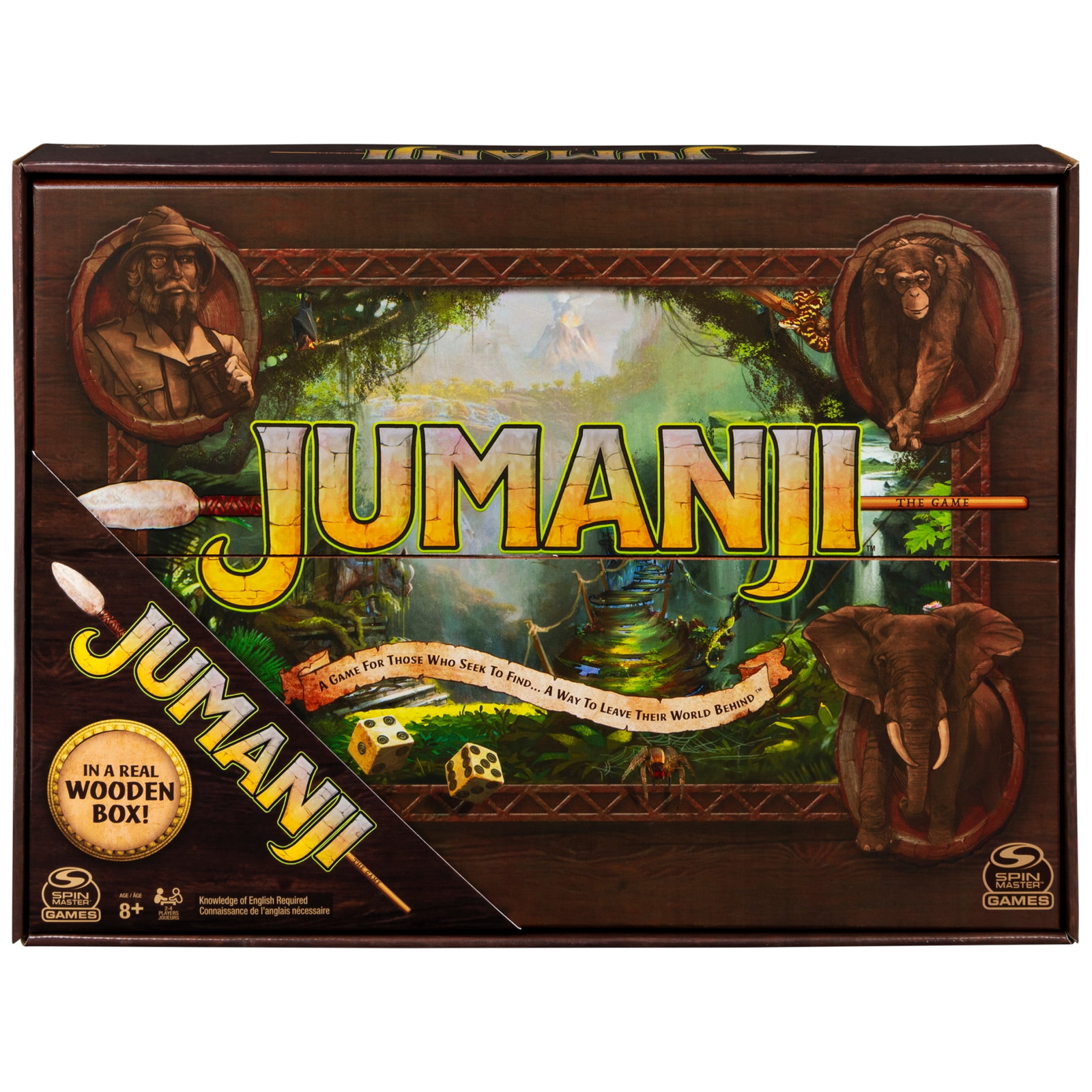 Jumanji the Game Real Wooden Box Edition of the Classic Adventure Board Game