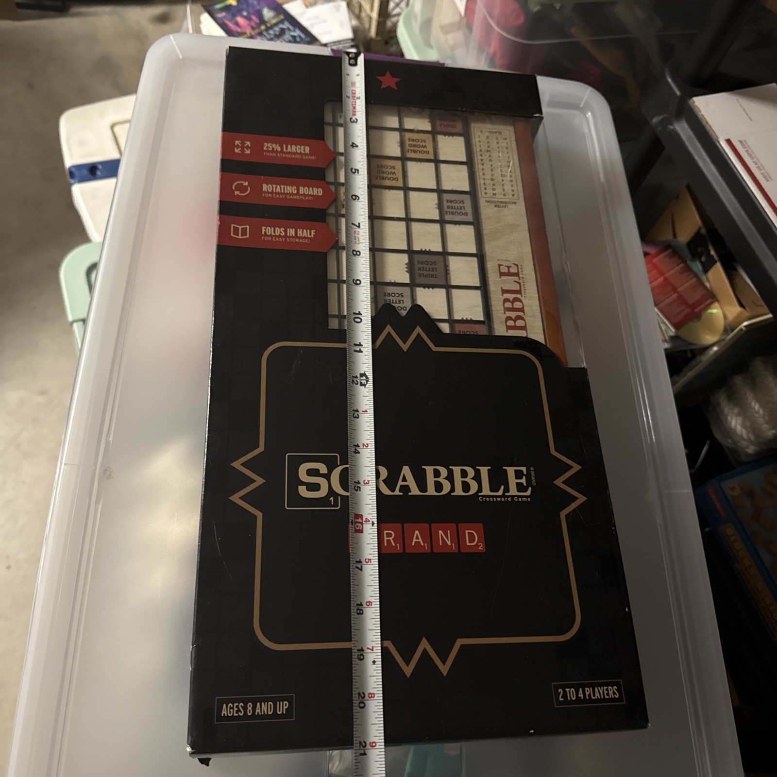 New SCRABBLE Grand Edition -25% Larger, Wooden, Folding, Rotates WS GAME COMPANY
