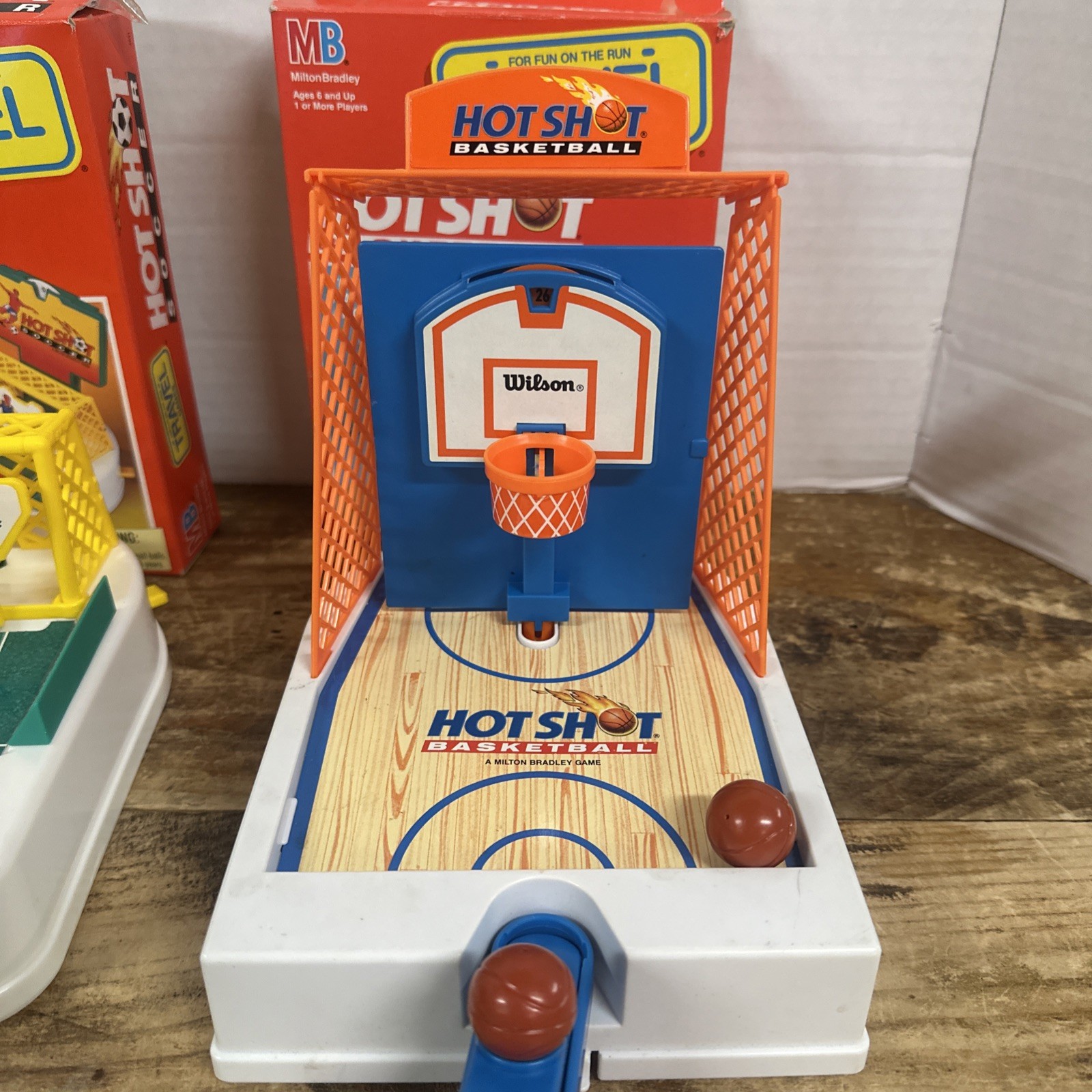 Hot Shot Basketball Travel Games 1992 Milton Bradley + 1996 Hot Shot Soccer