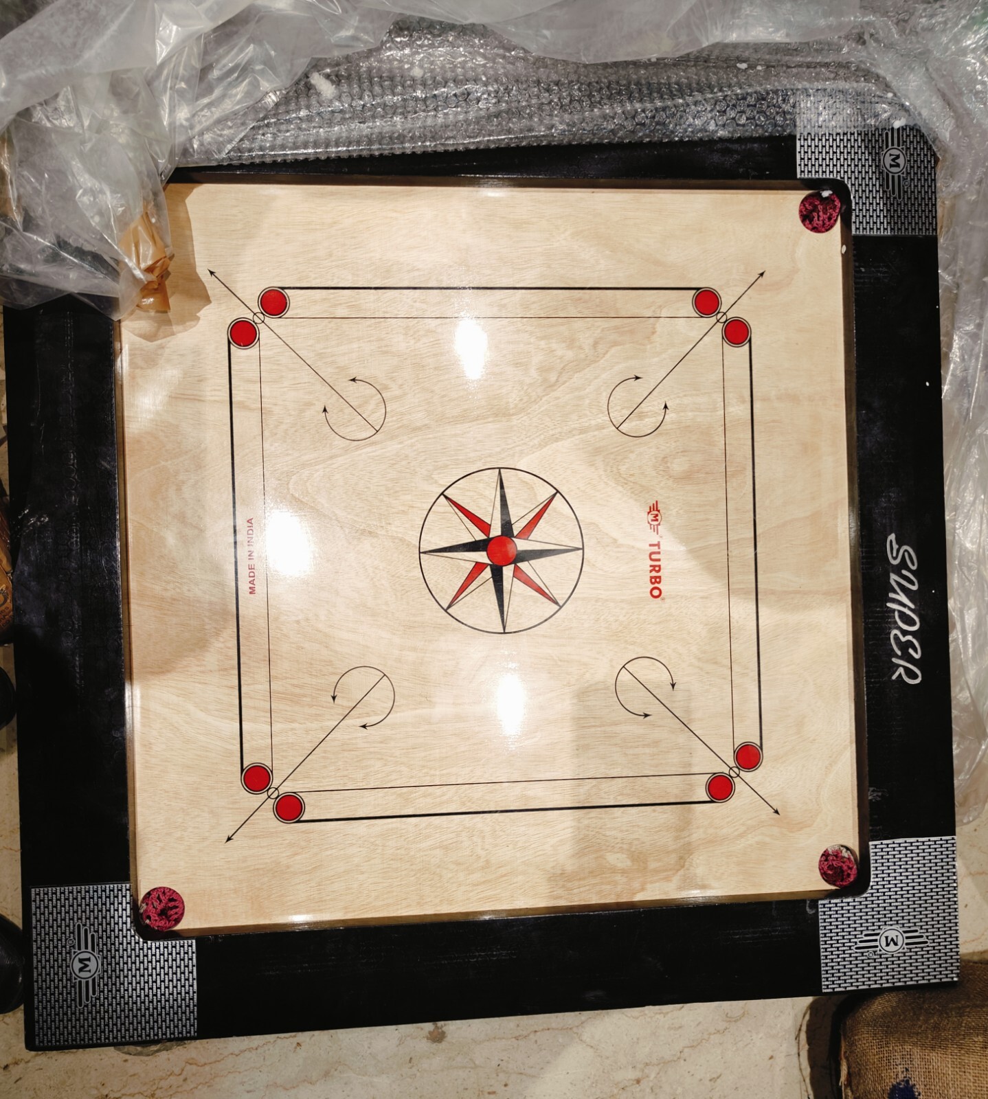 CLUB & HOUSE 37 INCH CARROM BOARD WITH 4 INCH BORDER TOURNAMENT PROFESSIONALS 1P