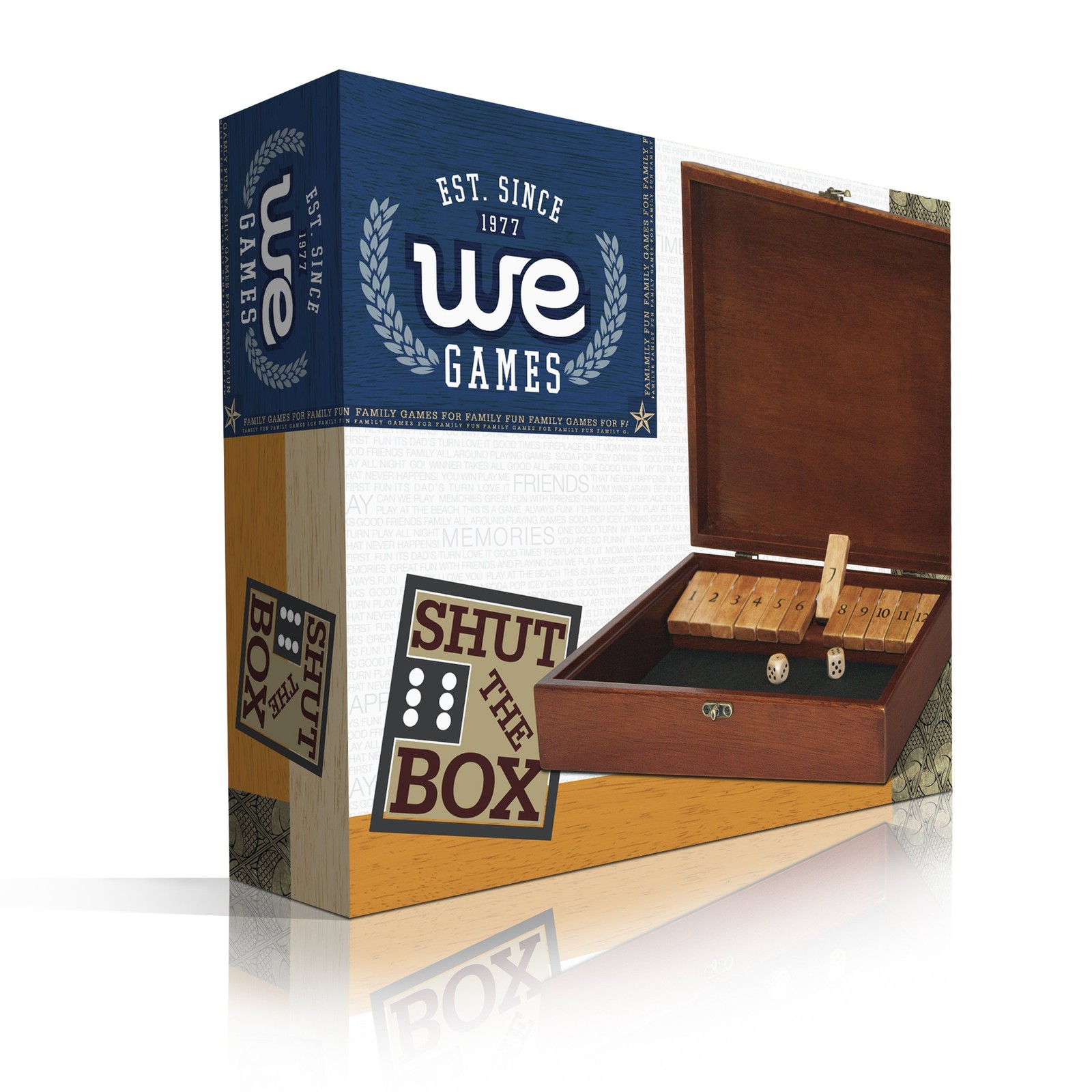 WE Games Board Game with Dice, 12 Numbers, in Cherry Stain Wood Box with Lid