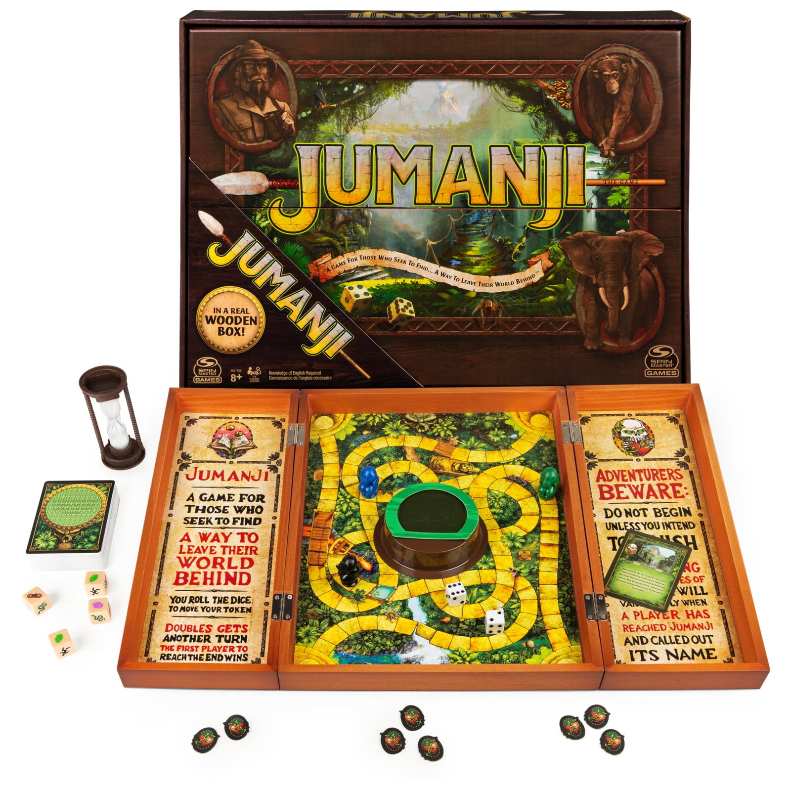 Jumanji the Game Real Wooden Box Edition of the Classic Adventure Board Game