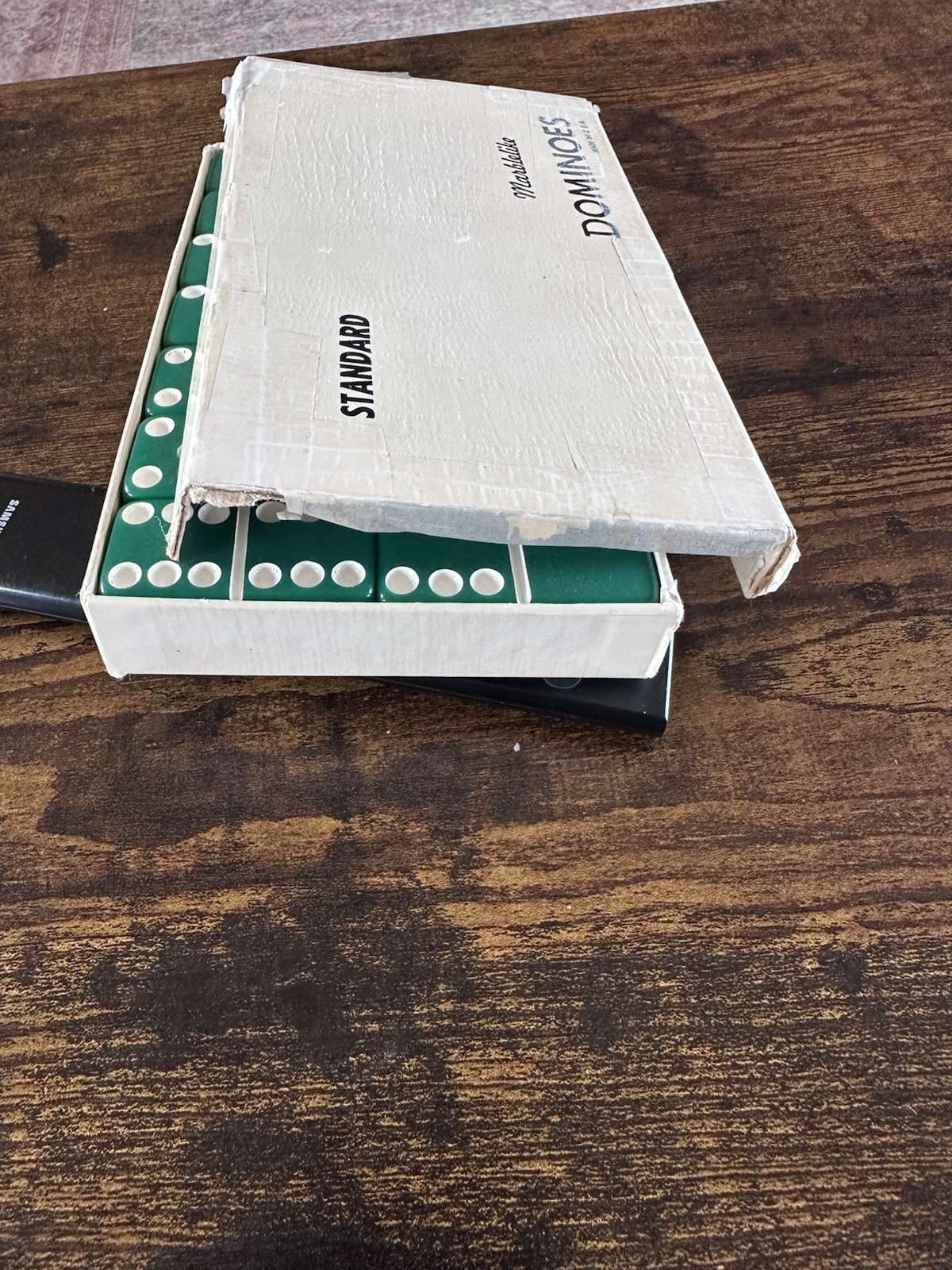 Vintage Set of Puremco No. 616 Standard Marblelike Dominoes Green