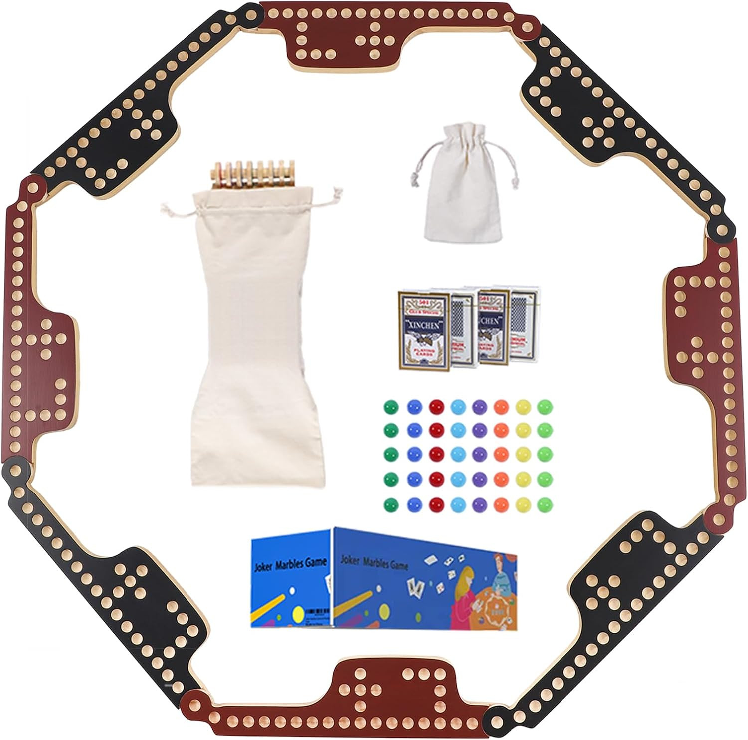 Interlocking Wood Jokers Board Game,2-8 Player Marbles and Jokers Game for Adult