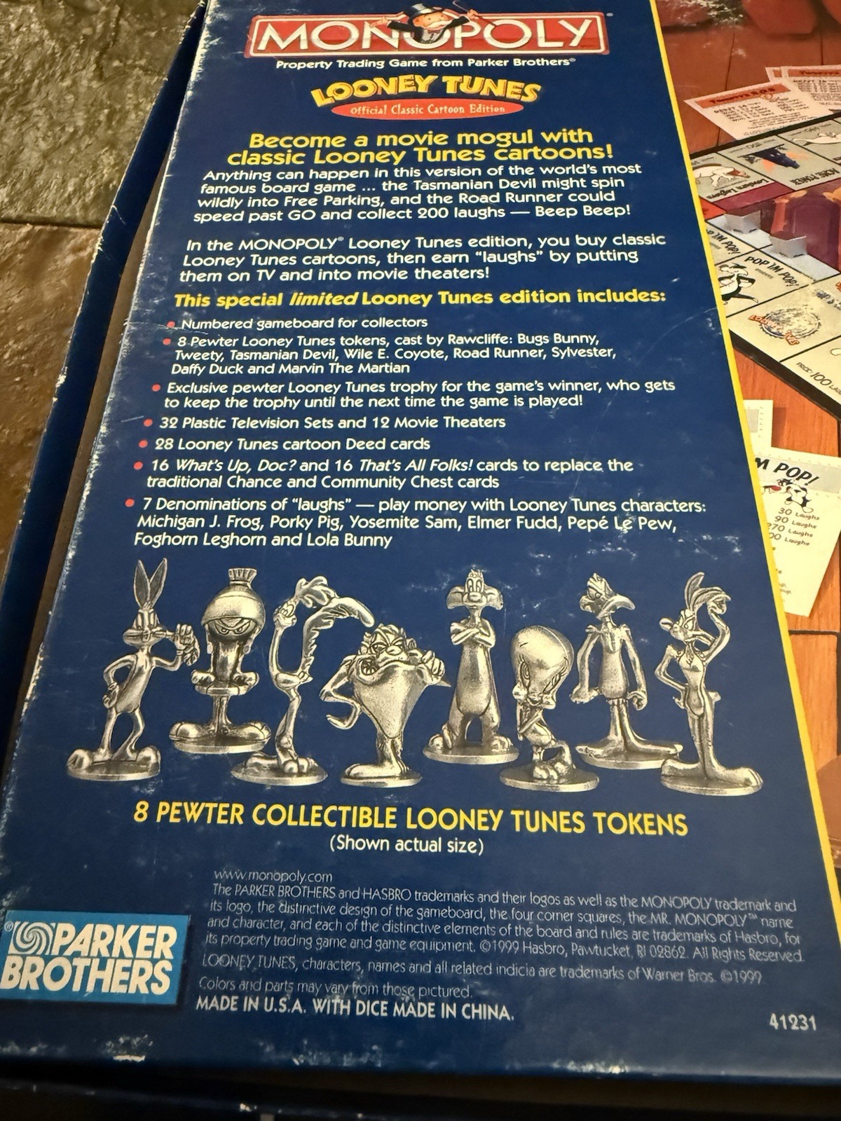 1999 Looney Tunes Monopoly Official Classic Cartoon Limited Edition Vtg