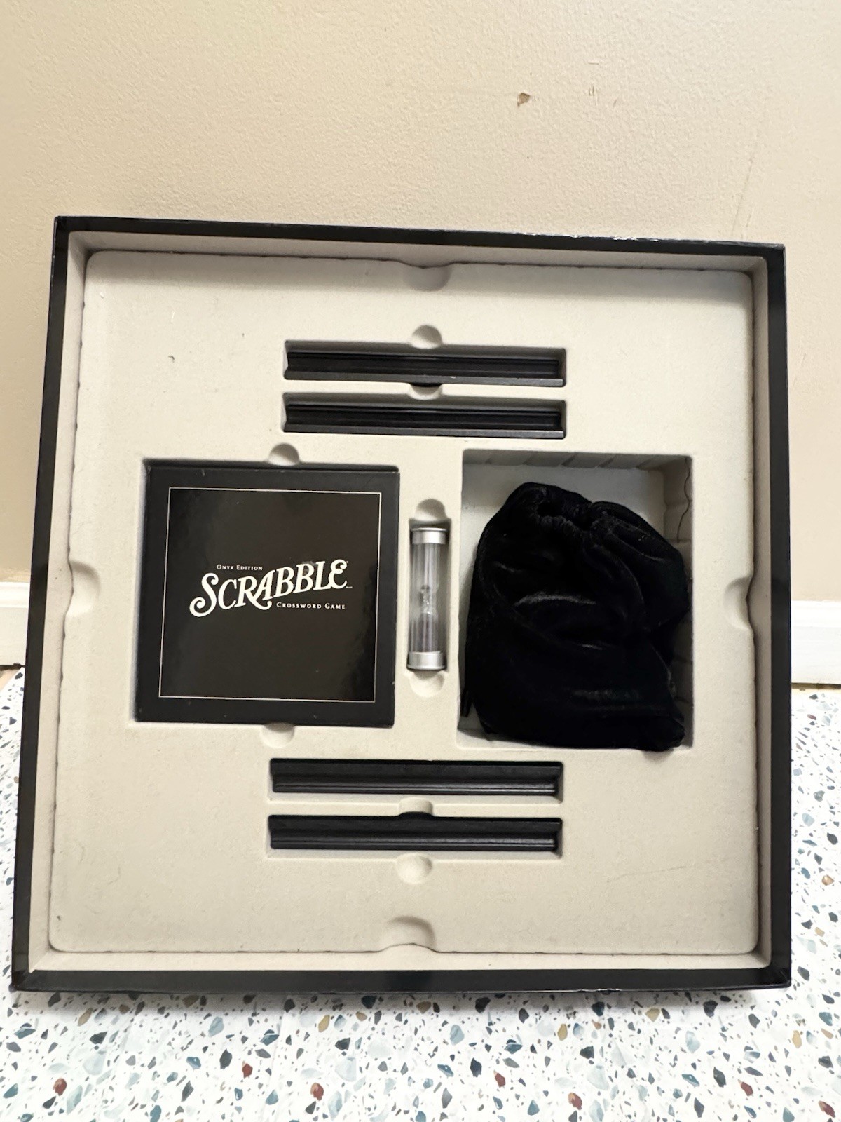 Scrabble Crossword Game Onyx Edition Parker Bros Complete 100% Rotating Board