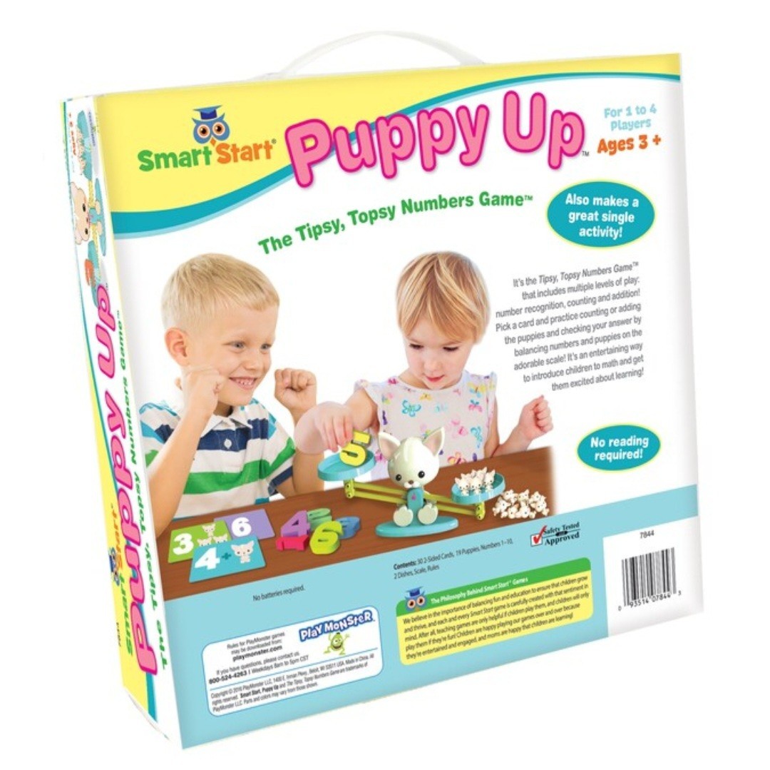 Puppy Up – Ages 3+ -1 to 4 Players-It’s the Tipsy, Topsy Numbers Game