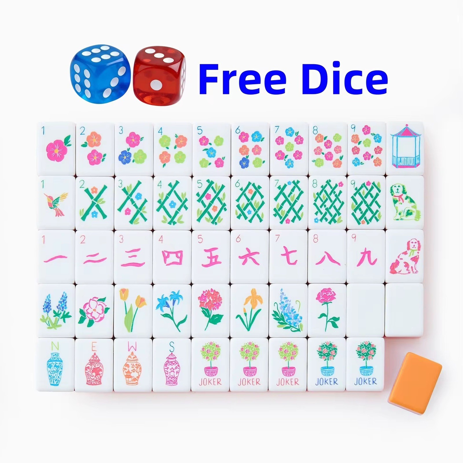 Engraved American Mahjong Tiles set , bright orange sunset themed. Fast 🛳️
