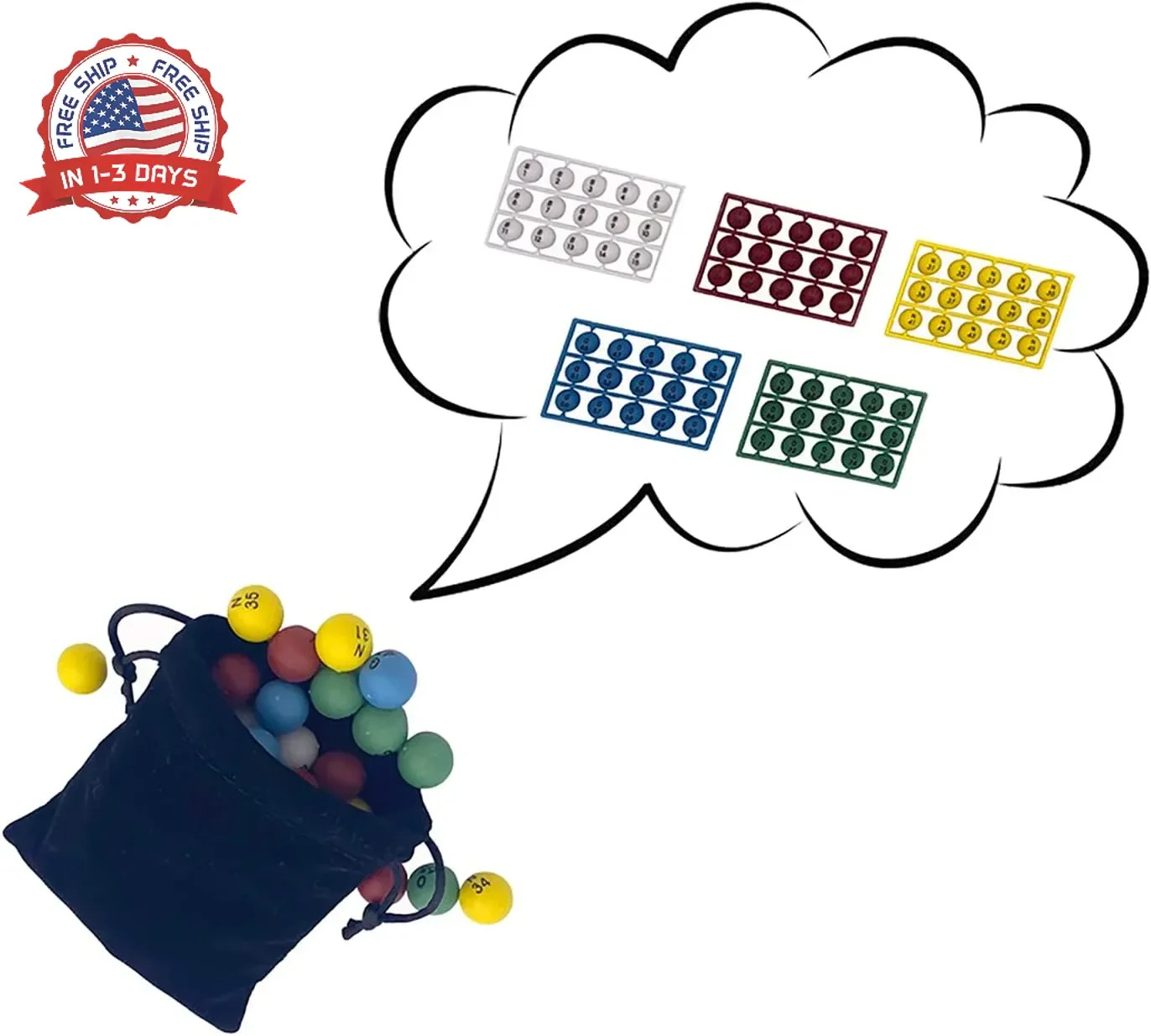 Bingo Game Set 600 Chips 100 Cards 75 Balls Cage Master Board for Parties