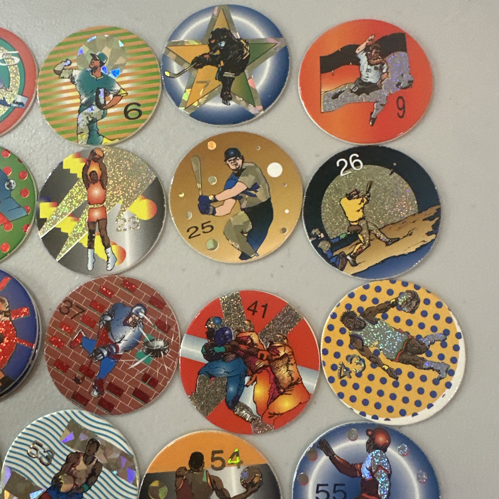 Lot Of 38 Sports Pogs Non Branded Milk Caps Doubles Will Be Red 90’s Vintage