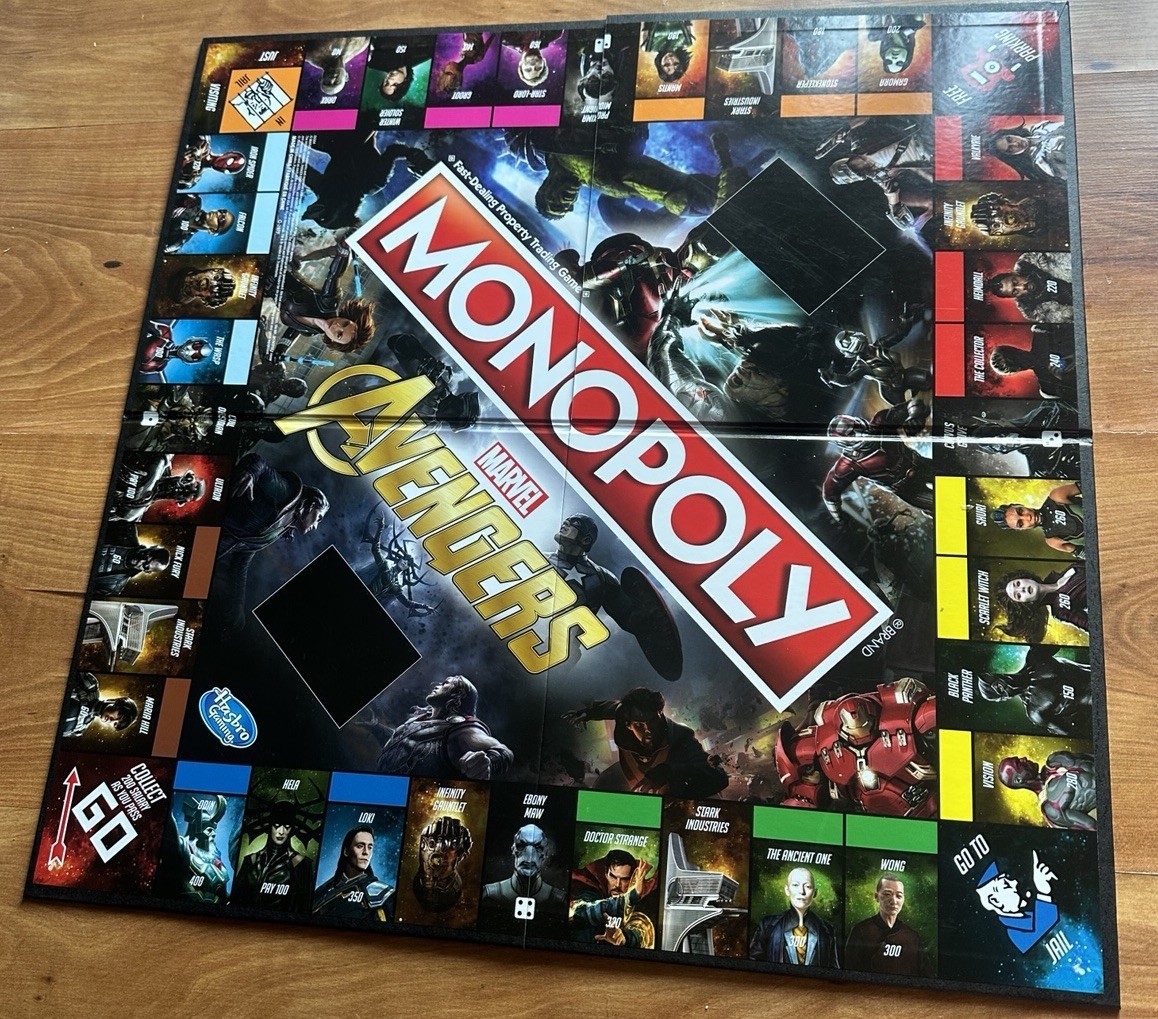 2018 Monopoly Marvel Avengers Movie Family Board Game Parker Brothers