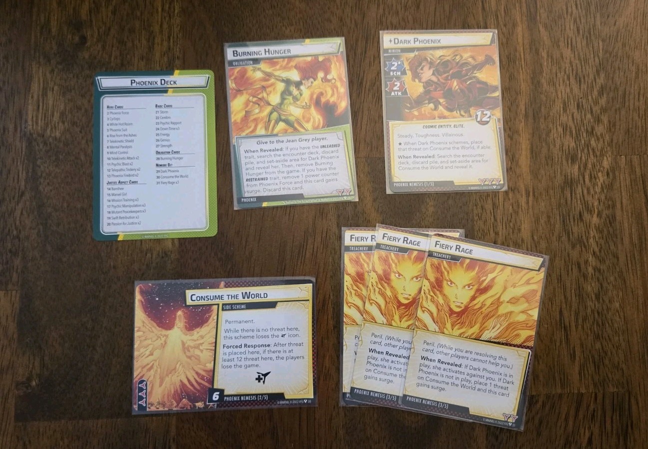 Marvel Champions Phoenix Hero Pack Expansion, Used. MISSING CARDS (2)