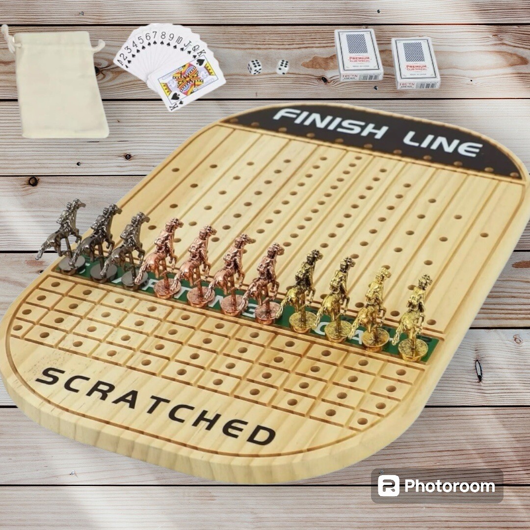 Horse Race Board Game Racing Game Thickened Solid Wood with 11 Luxurious New