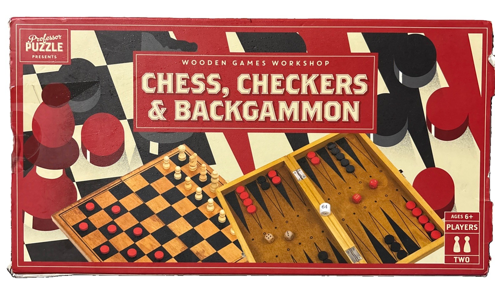 Wooden Chess, Checkers & Backgammon – Portable Three in One Combination Game Set