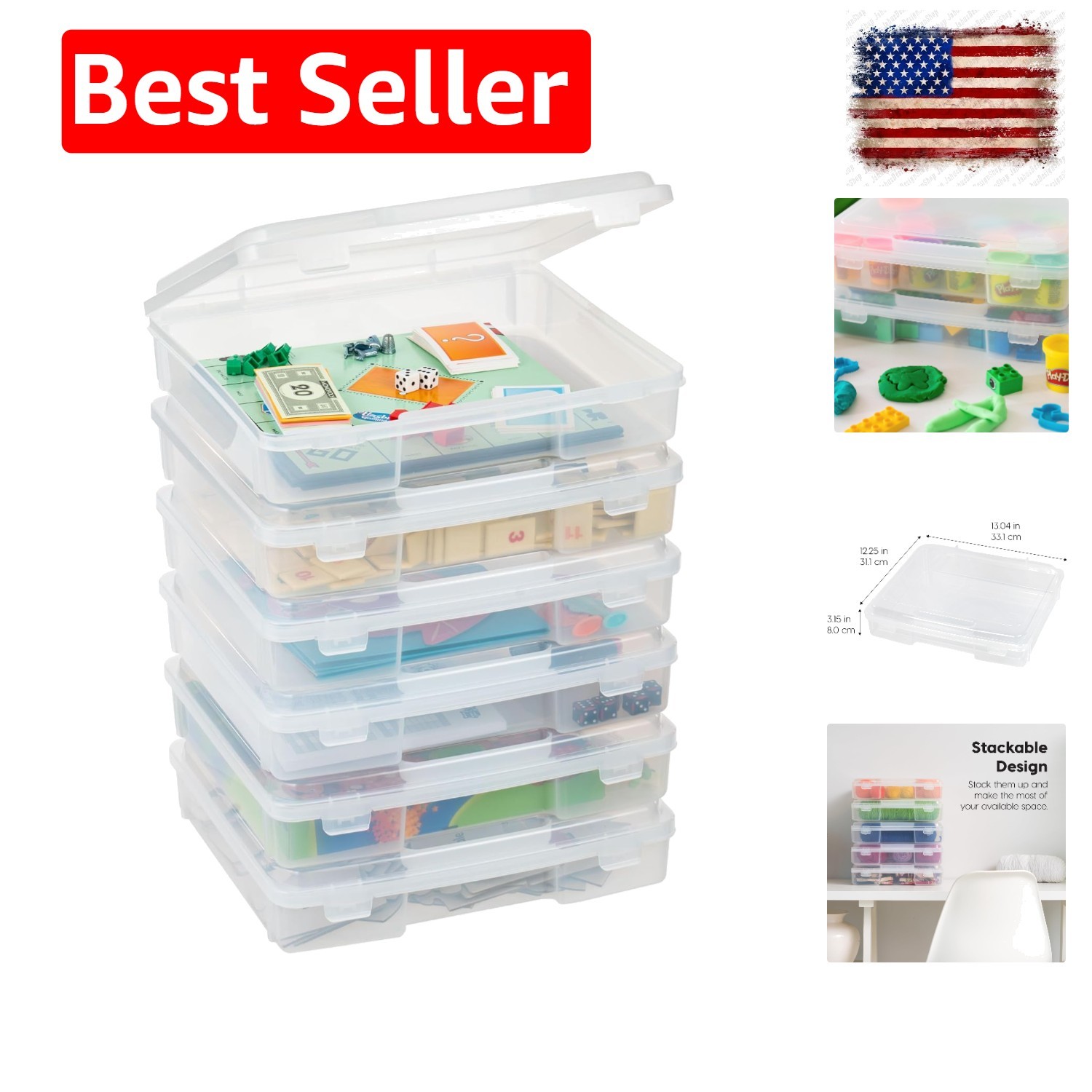Board Game Storage Containers, 6-Pack || Organizers with Built-In Handle & Sn…