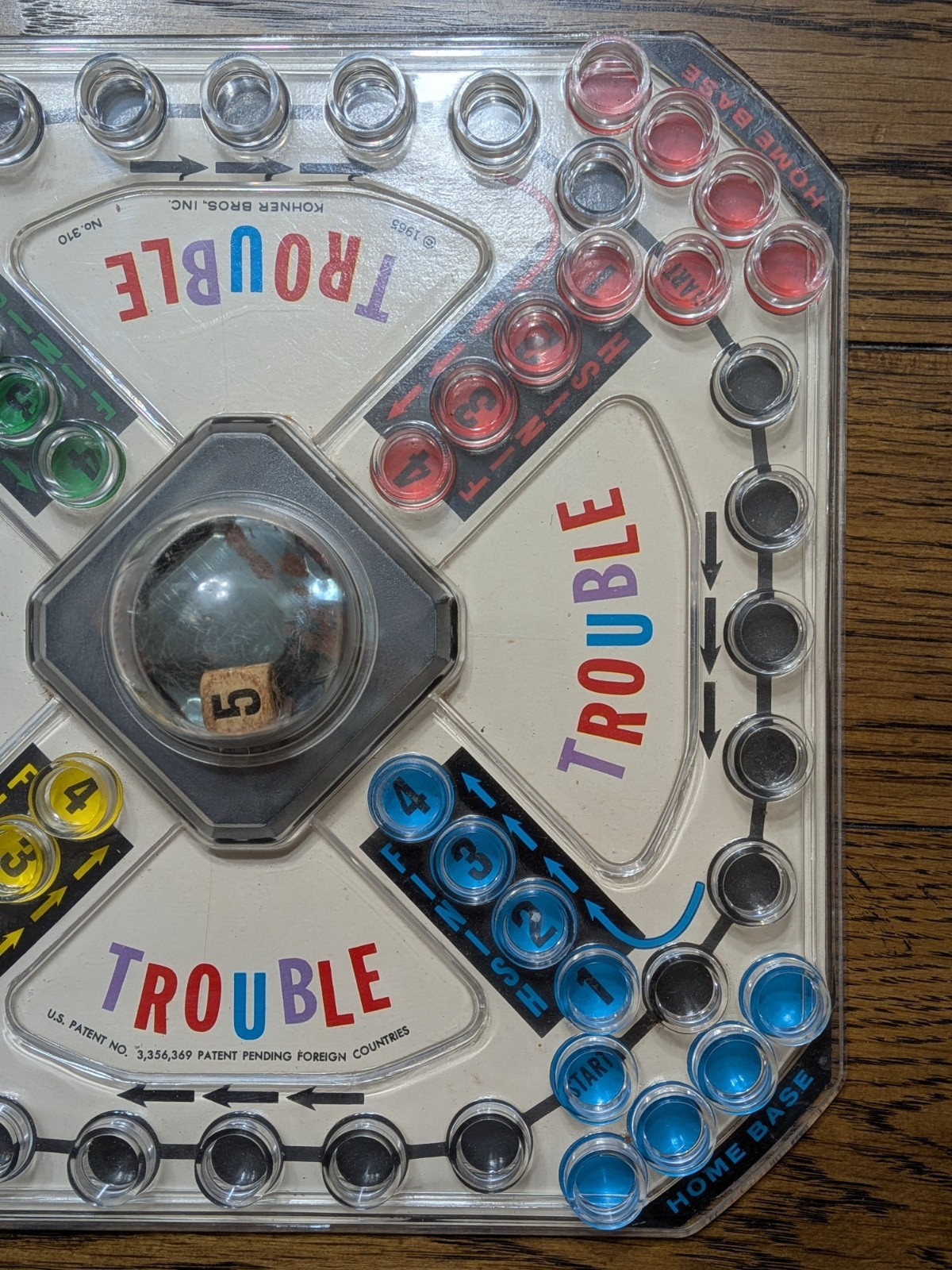 Vtg 1965 POP-O-MATIC Trouble Board Game (Board Only) Kohner Bros. *READ