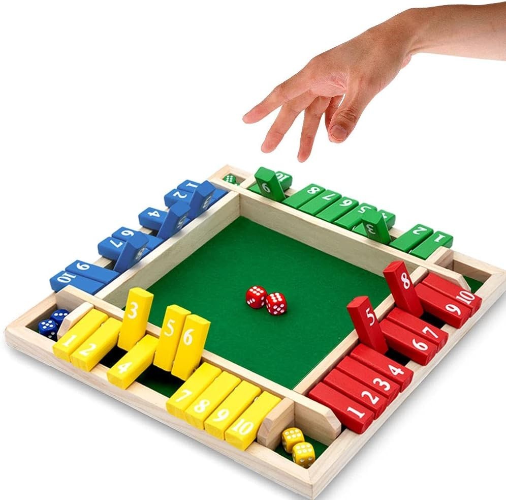 Nicecho Shut The Box Dice Game,2-4 Player Family Wooden Board Table Math…