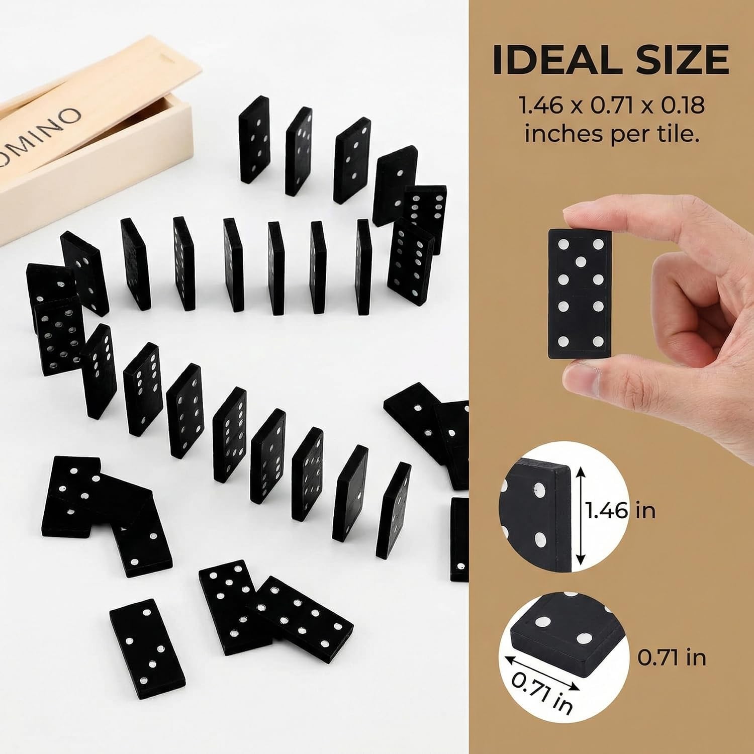 Mini Wooden Dominoes Set for Adults – Double 6 Game in Portable Wooden Case