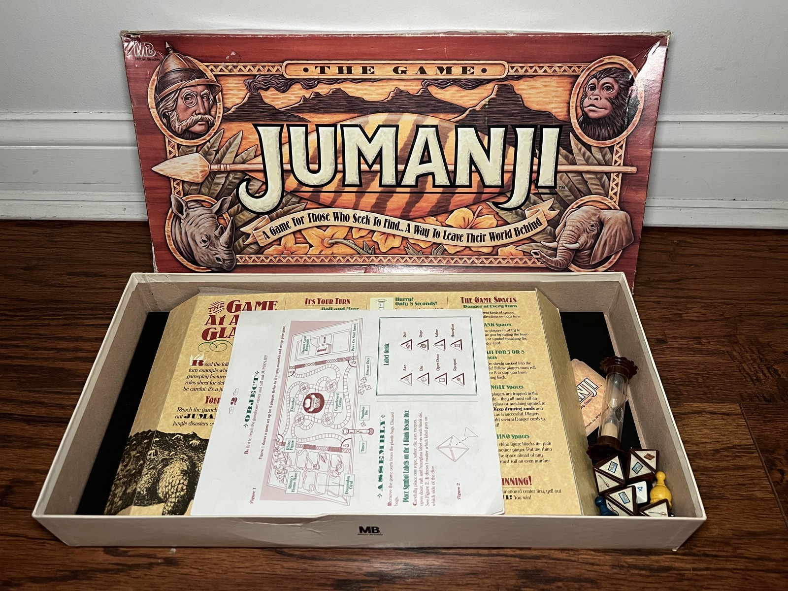 Vintage Jumanji Board Game 1995 Milton Bradley Family Adventure Jungle