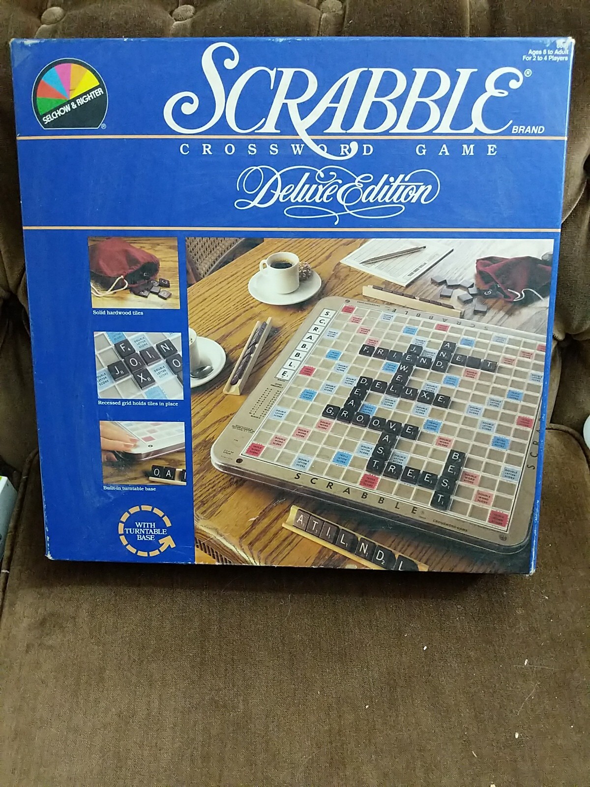 Vtge 1987 Scrabble Deluxe Edition Turntable Base Tiles Rules Score Sht Complete