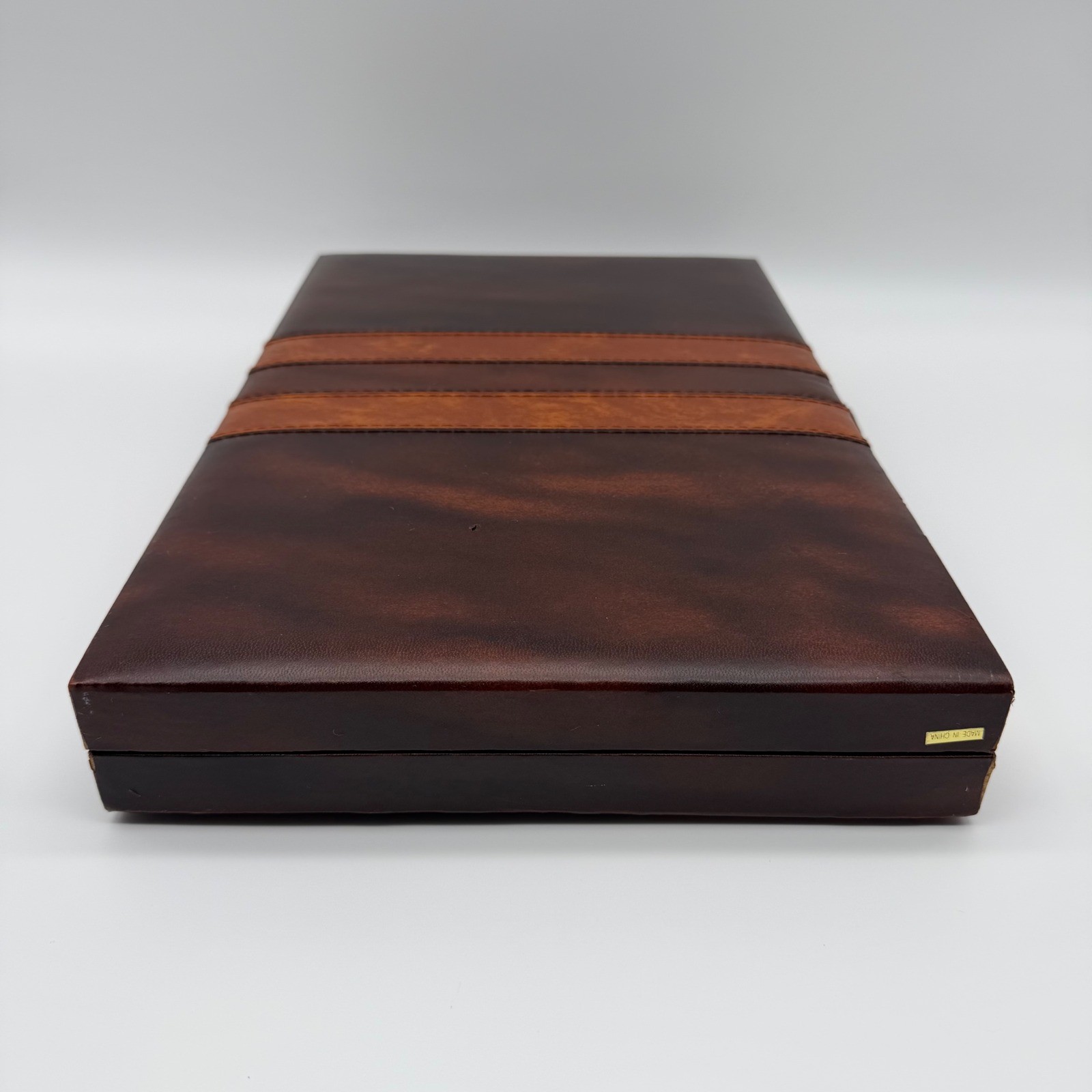 Backgammon Game Leather Briefcase Set 14.5″x9.5″ Complete