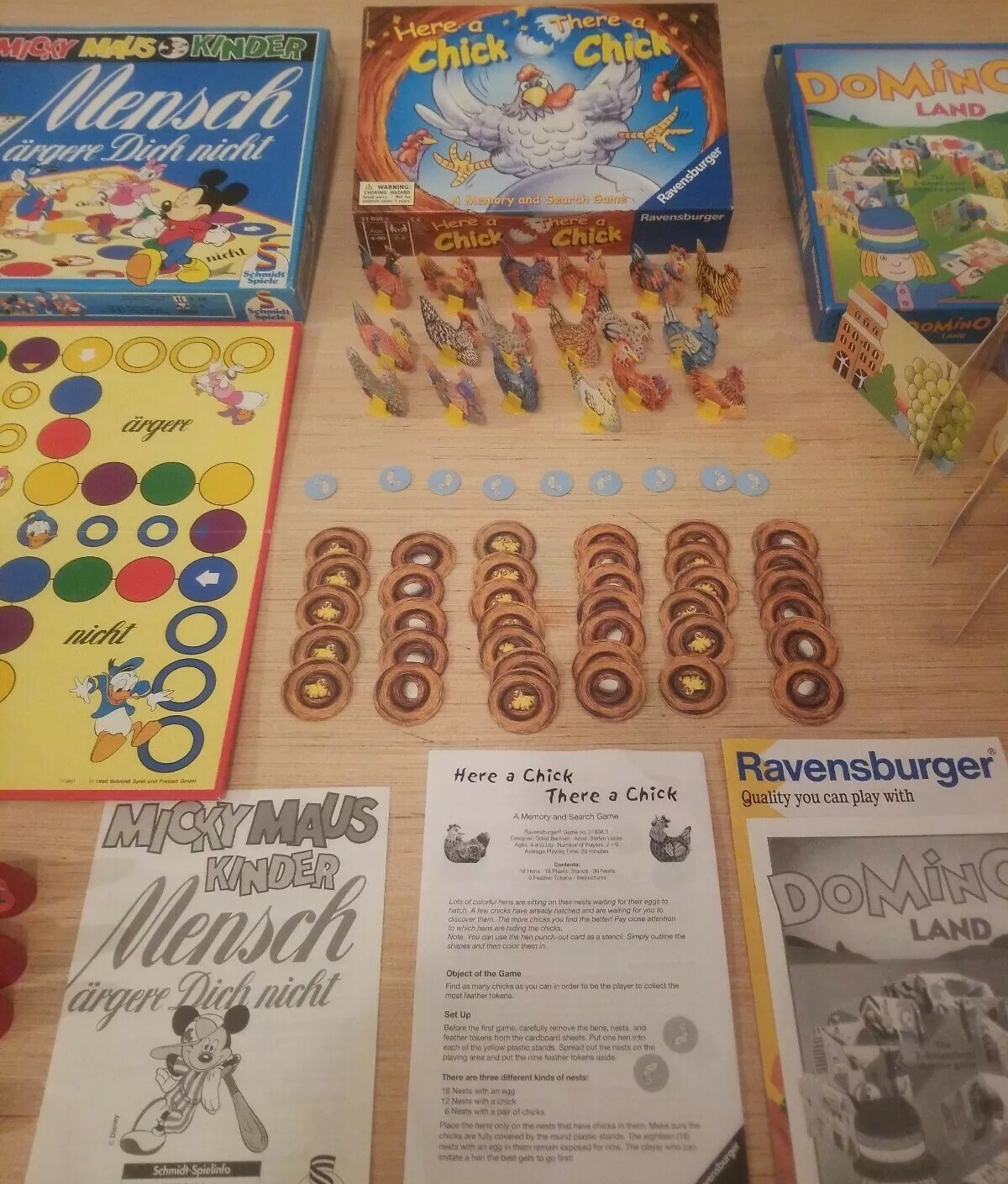 Vtg Board Game Lot 3 Ravensburger Schmidt Spiele Disney Mickey Mouse Domino Land