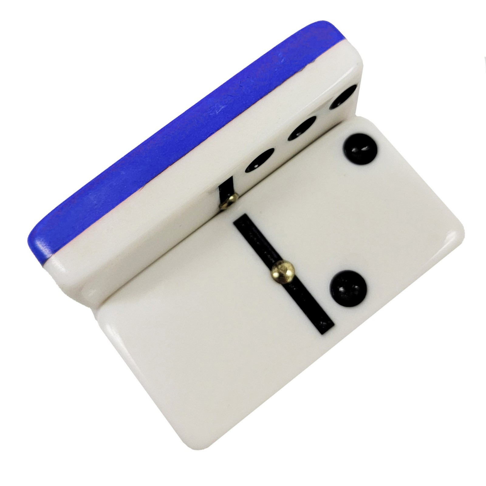 Domino Double Six 6 Two Tone Blue-White Jumbo Pro Size with Spinners – Wood Box