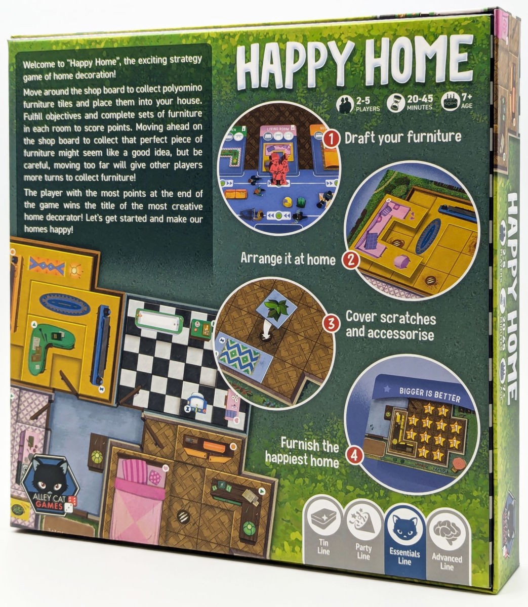 Happy Home Board Game Alley Cat Games 2-5 Players Strategy Tile Game New