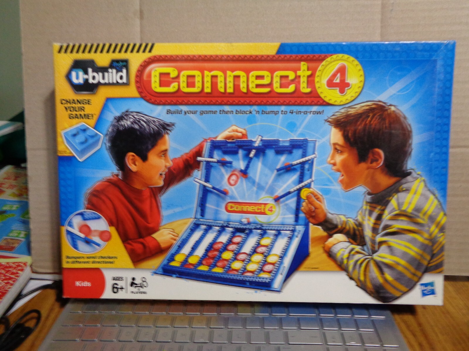 HASBRO UBUILD CONNECT 4 LEGO SYSTEM BOARD GAME KIDS FUN STRATEGY GAME COMPLETE
