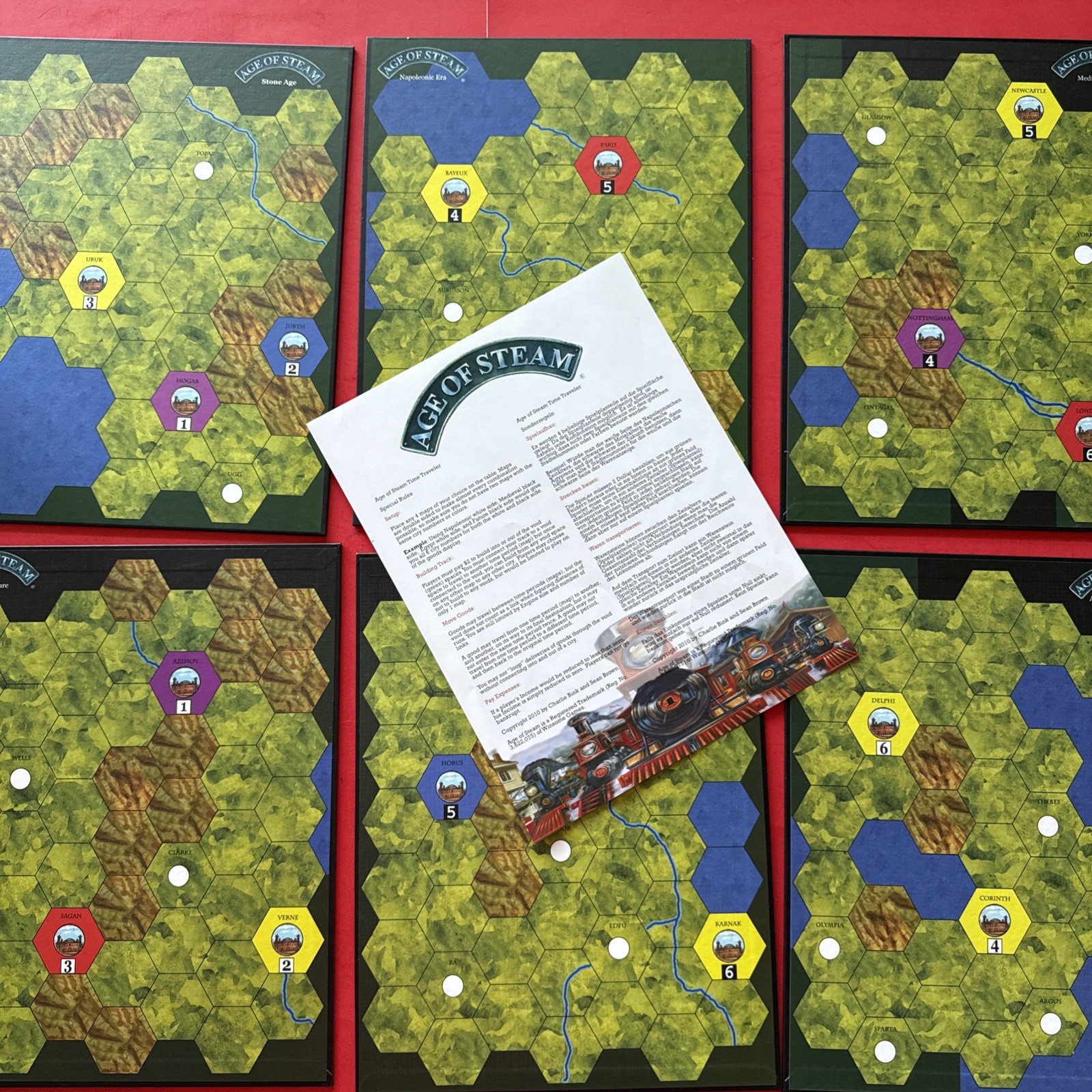 Vintage Age of Steam Train Strategy Board Game 2001 & Time Traveler Expansion