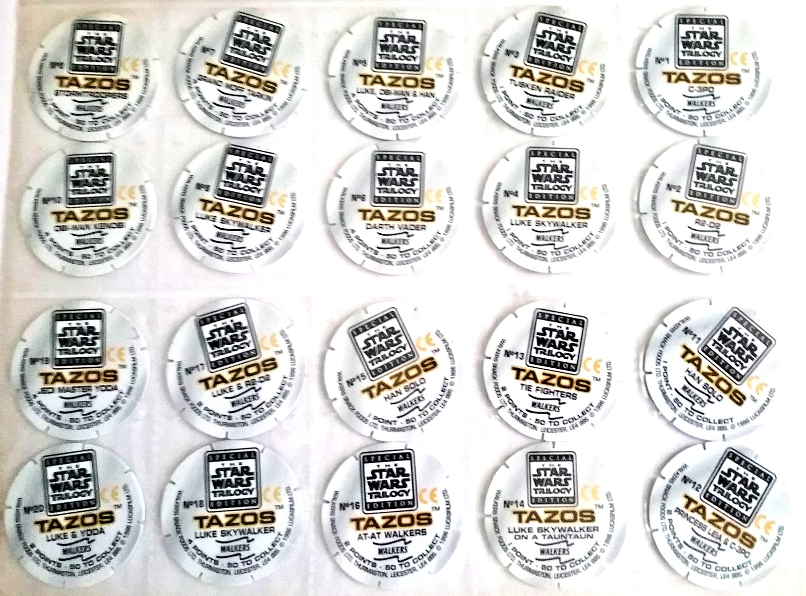 Star Wars Trilogy COMPLETE SET of 50 Walkers Tazos Pogs 1996