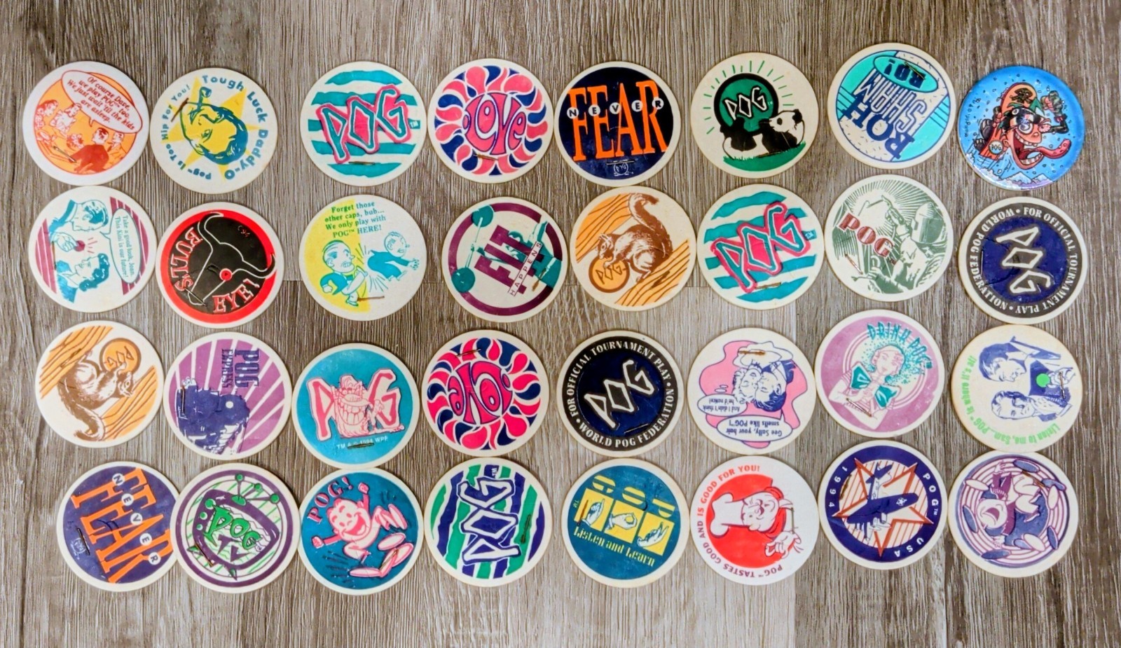 POG The Game Lot of 260+ World Pog Federation Slammers POGs Board Mats Maker Etc
