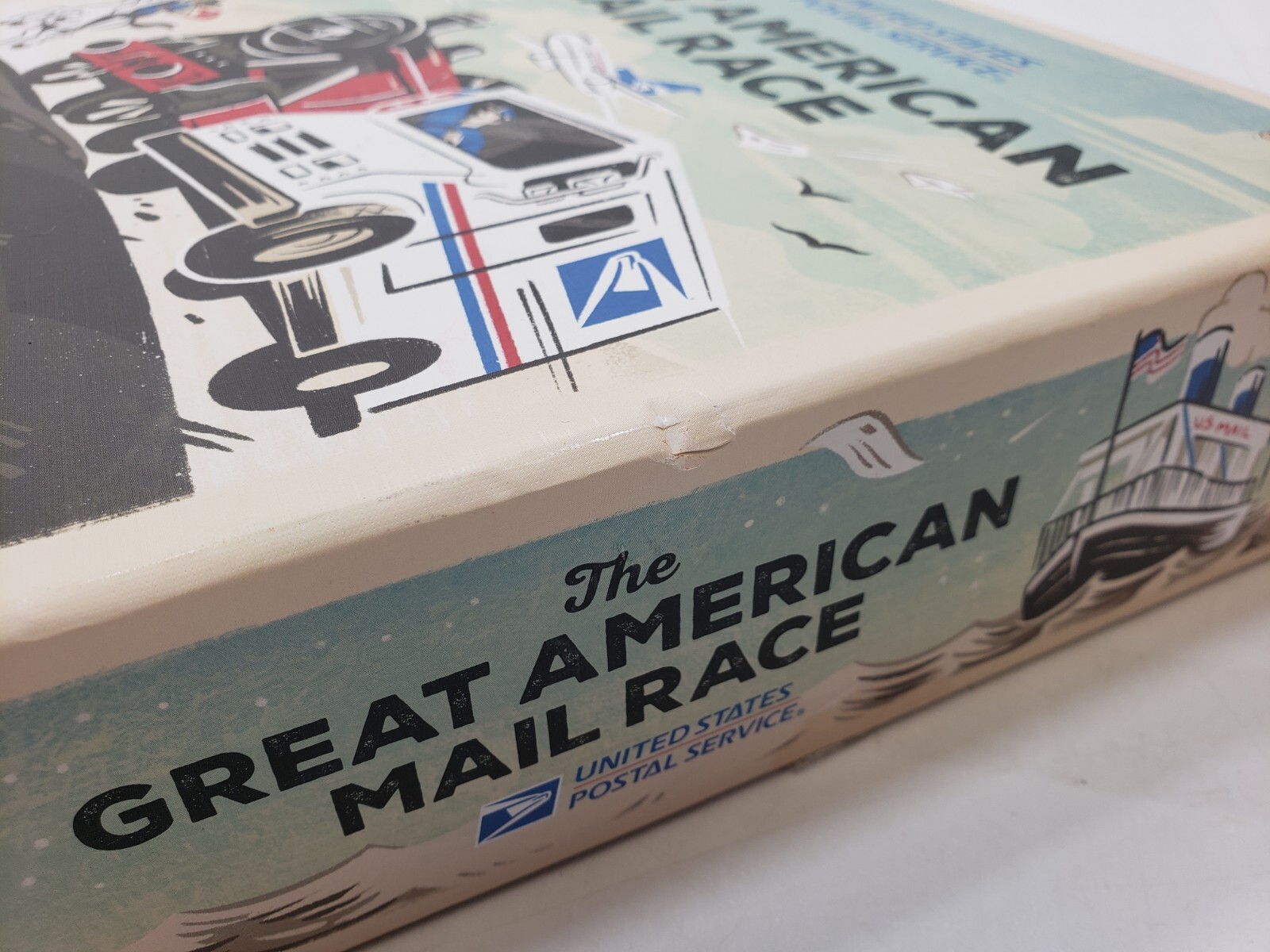 Big Potato Games USPS The Great American Mail Race Board Game Open Box