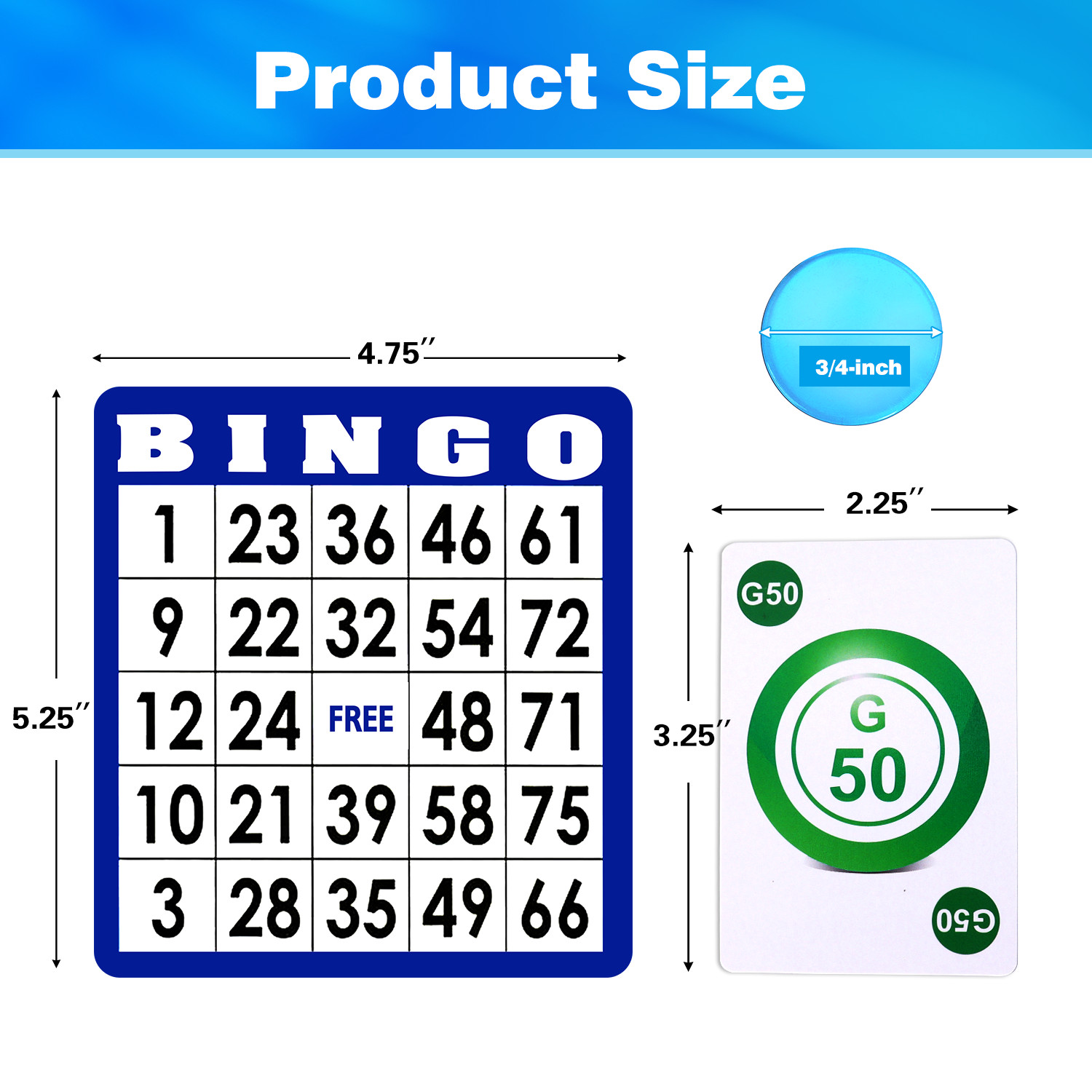Bingo Game Complete Set w/50 Bingo Cards, 500 Bingo Chips/Bingo Calling Cards