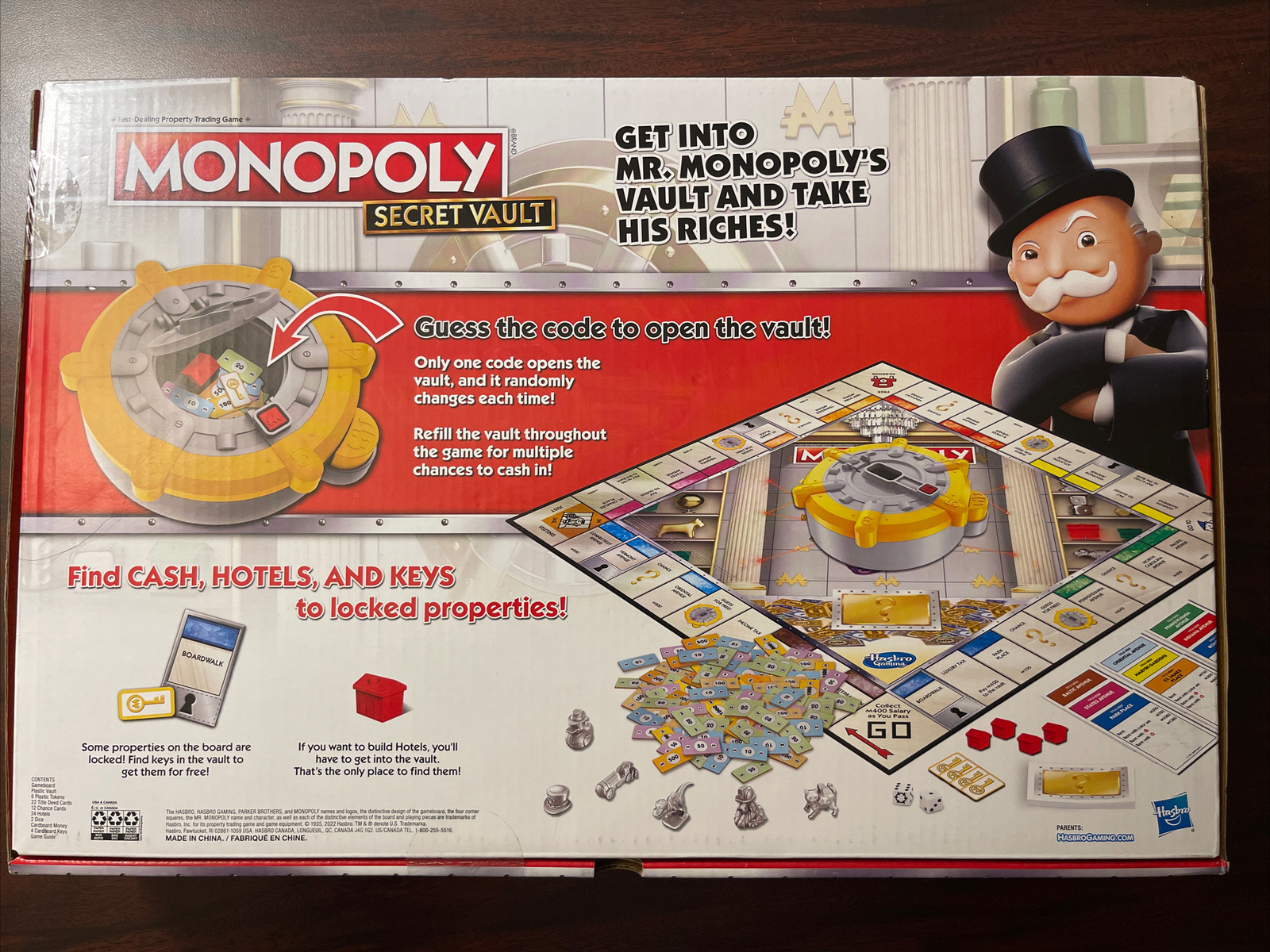 Monopoly Secret Vault Board Game for Kids Ages 8 and Up, Family Board Game for