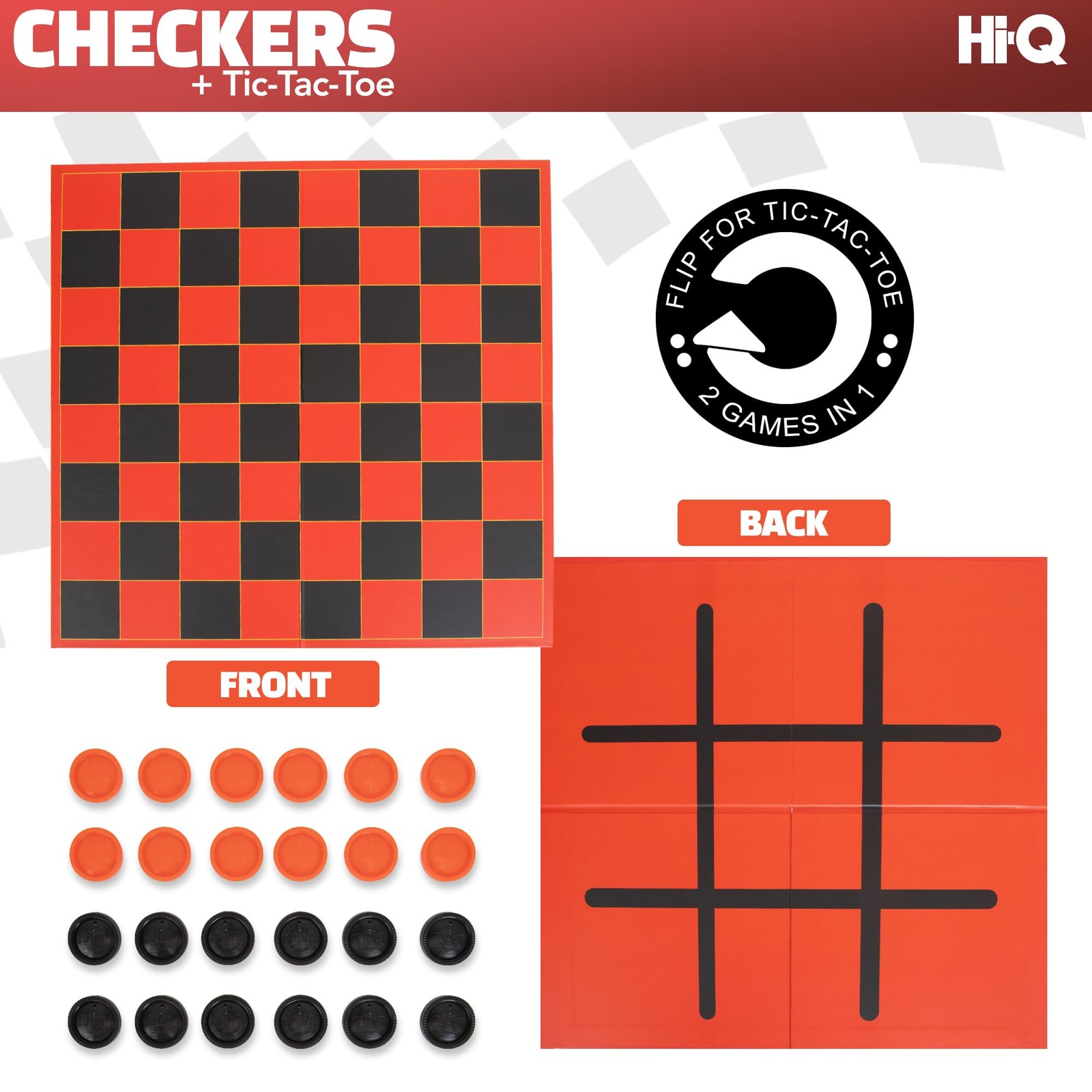 Checkers — Classic Game with Folding Board and Interlocking Checkers