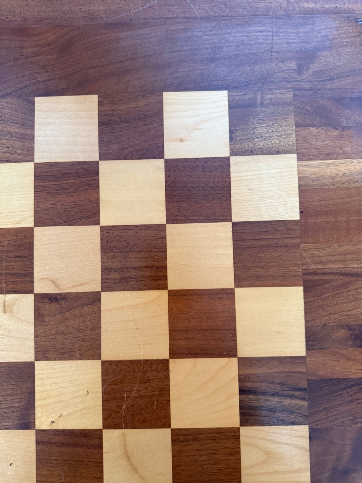 Drueke Chessboard, Walnut & Birch, Double Sided, 2″ Squares, 20×20