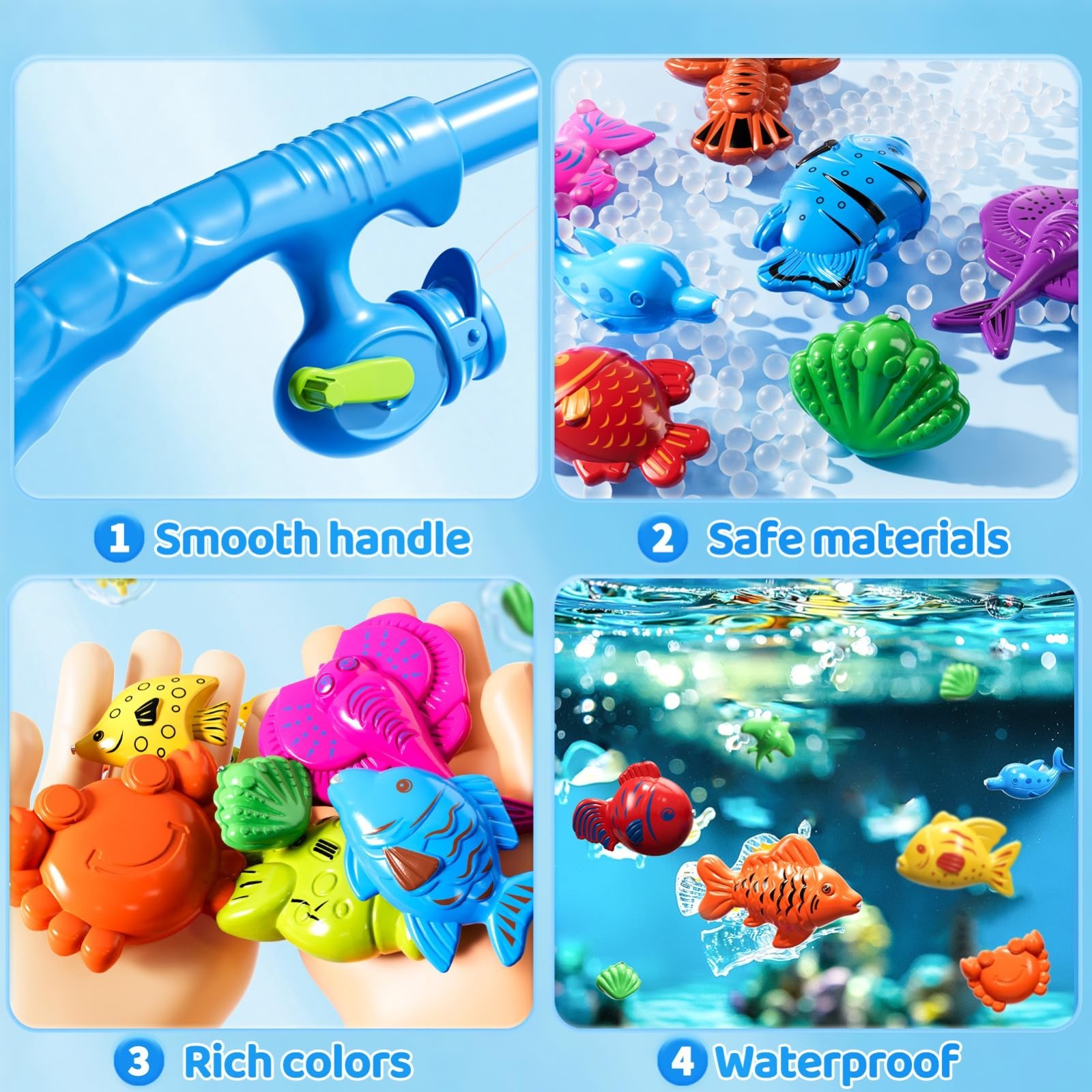 Magnetic Fishing Game Toy for Kids 3-8, Water Table Bathtub Pool Fun, Floating F
