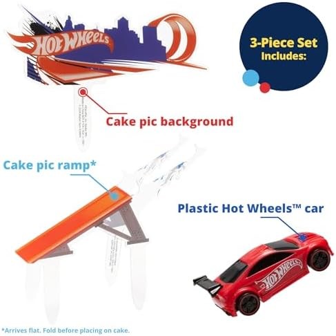 DecoSet® Hot Wheels™ Supreme Speed Cake Topper, Car Cake Decoration Set with Veh
